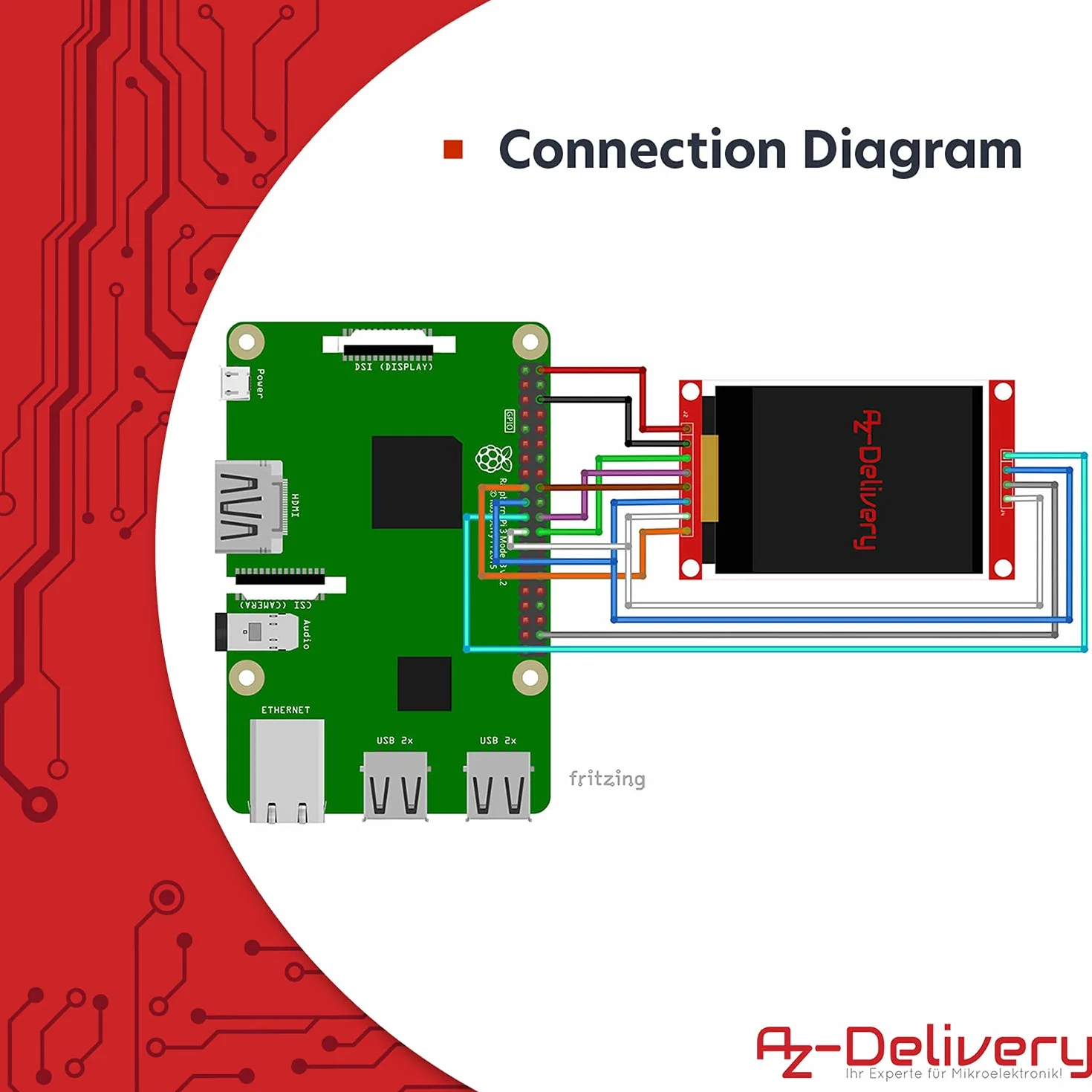 AZDelivery Wyświetlacz SPI TFT 1,8 cala z 128 x 160 ST7735 pikselami kompatybilny z Arduino i Raspberry Pi, w tym e-book!