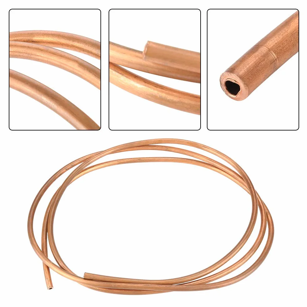 Rura miedziana 2M, OD 6mm x ID 4mm, miękka rura miedziana do generatorów, szyn zbiorczych, kabli, rozdzielnic, transformatorów i innych urządzeń elektrycznych, miedź T2