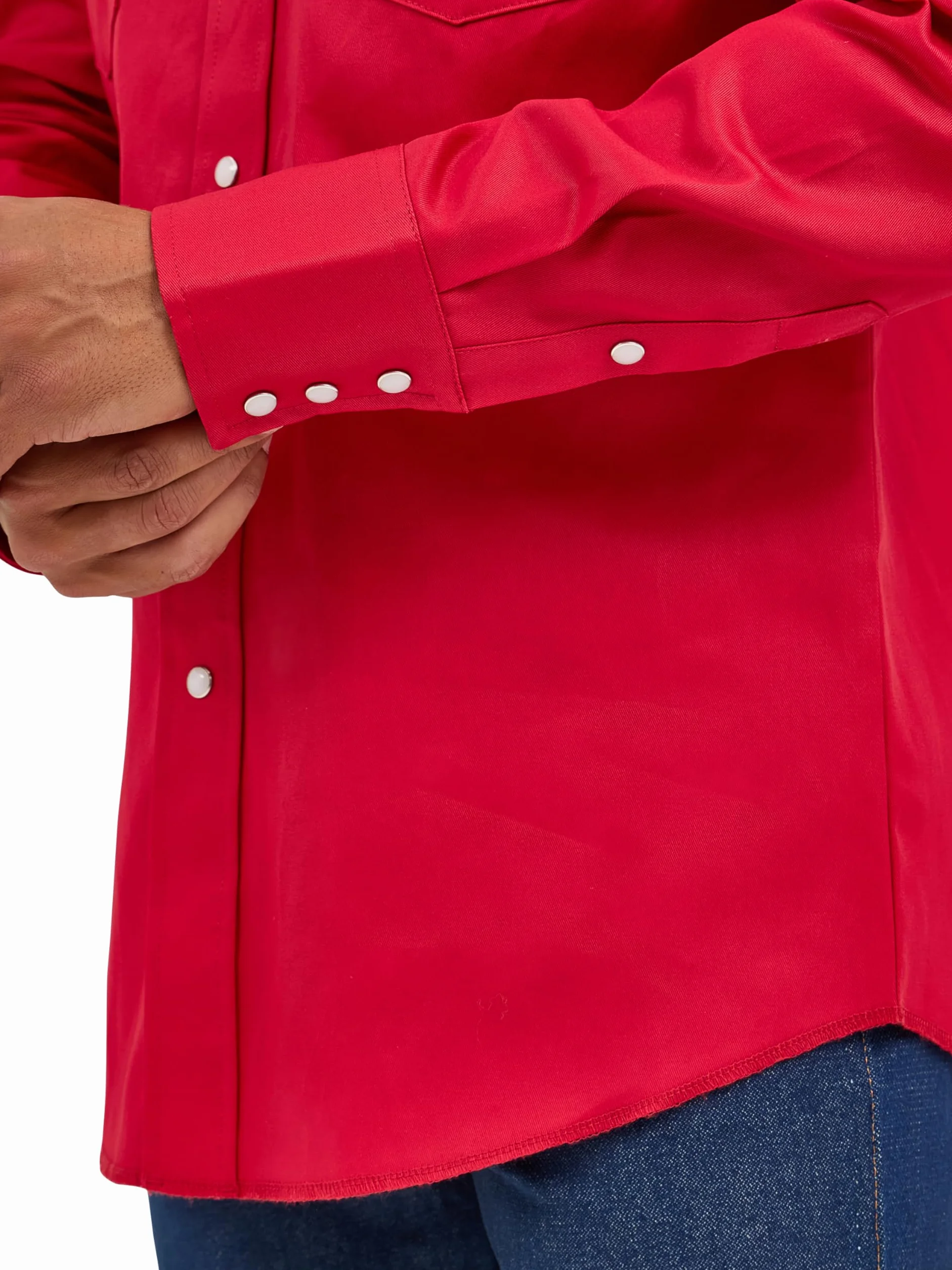 Wrangler Kowbojska koszula z długim rękawem z dwiema kieszeniami, zapięcie na zatrzask, solidna powierzchnia Mężczyźni Cowboy Cut Western Long Sleeve Snap Work Shirt Firm Finish