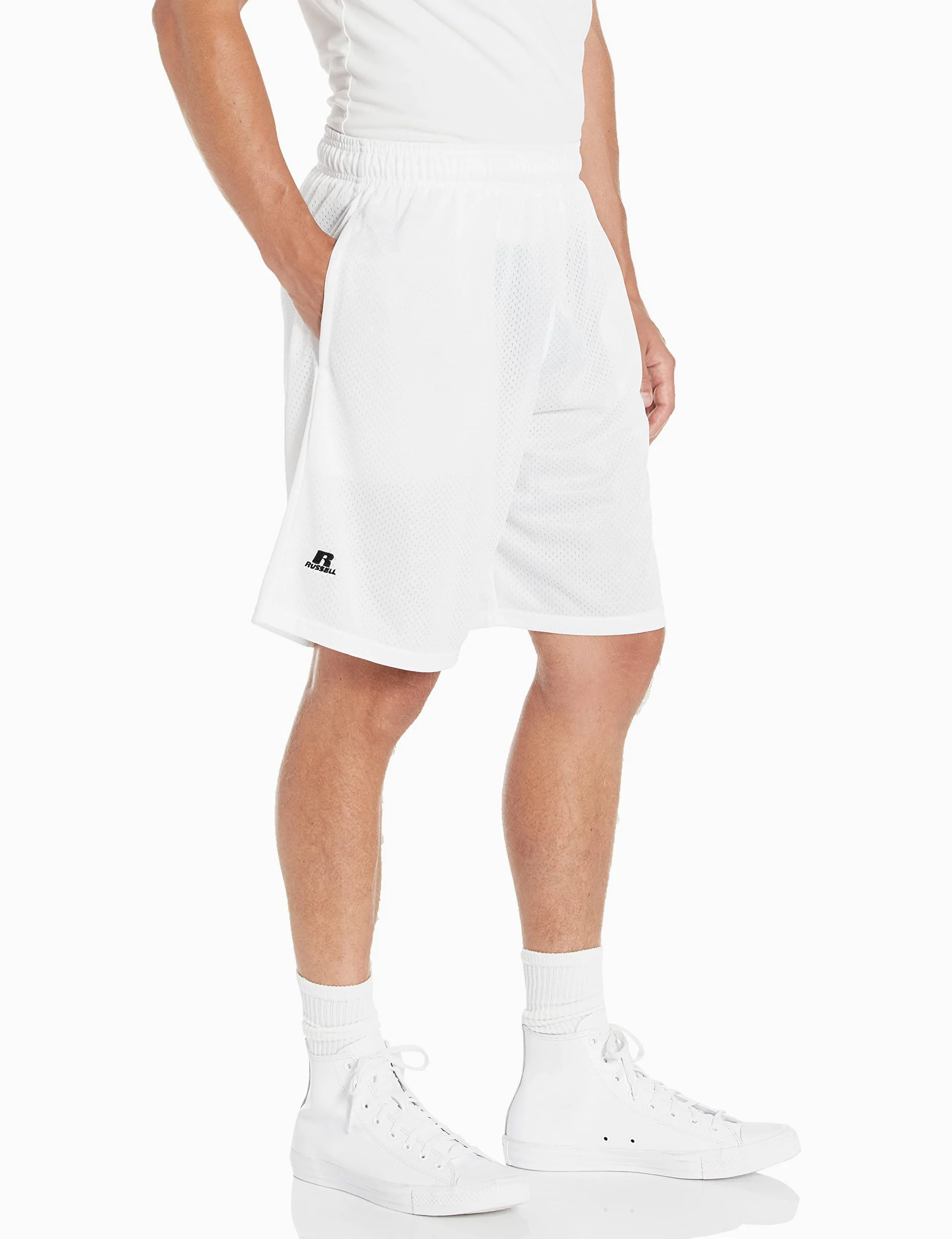 Russell Athletic Męskie spodenki z siateczką, biały, XL