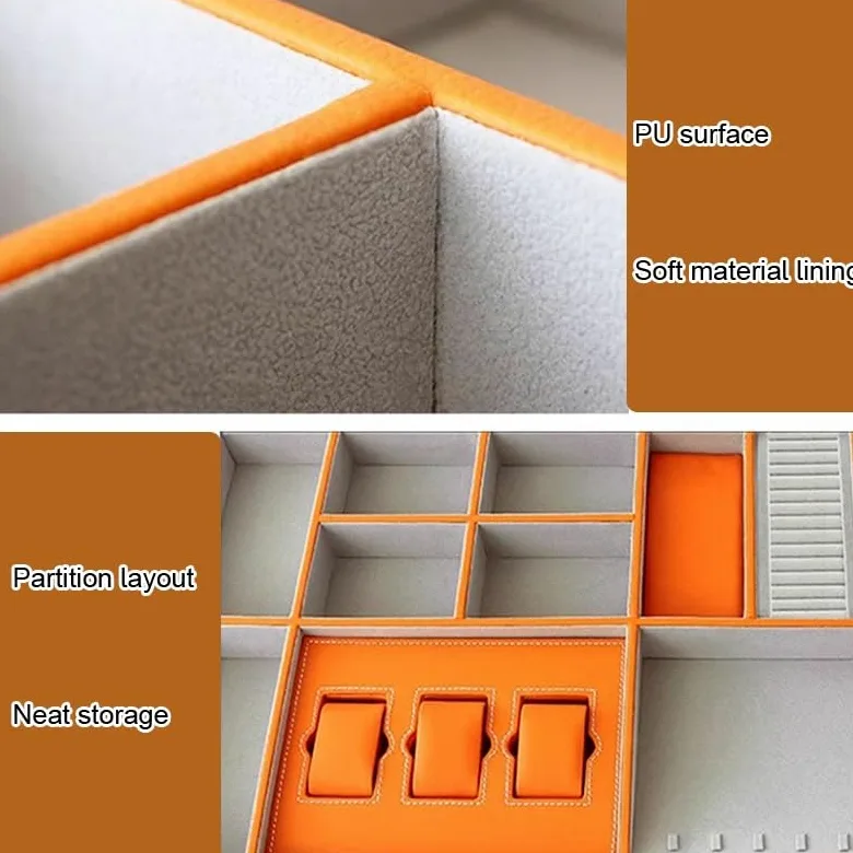 Organizer na biżuterię z przegródkami do szuflad szare wkładki do przechowywania biżuterii na naszyjniki, pierścionki i bransoletki - 70 x 36,2 x 5,5 cm gablota