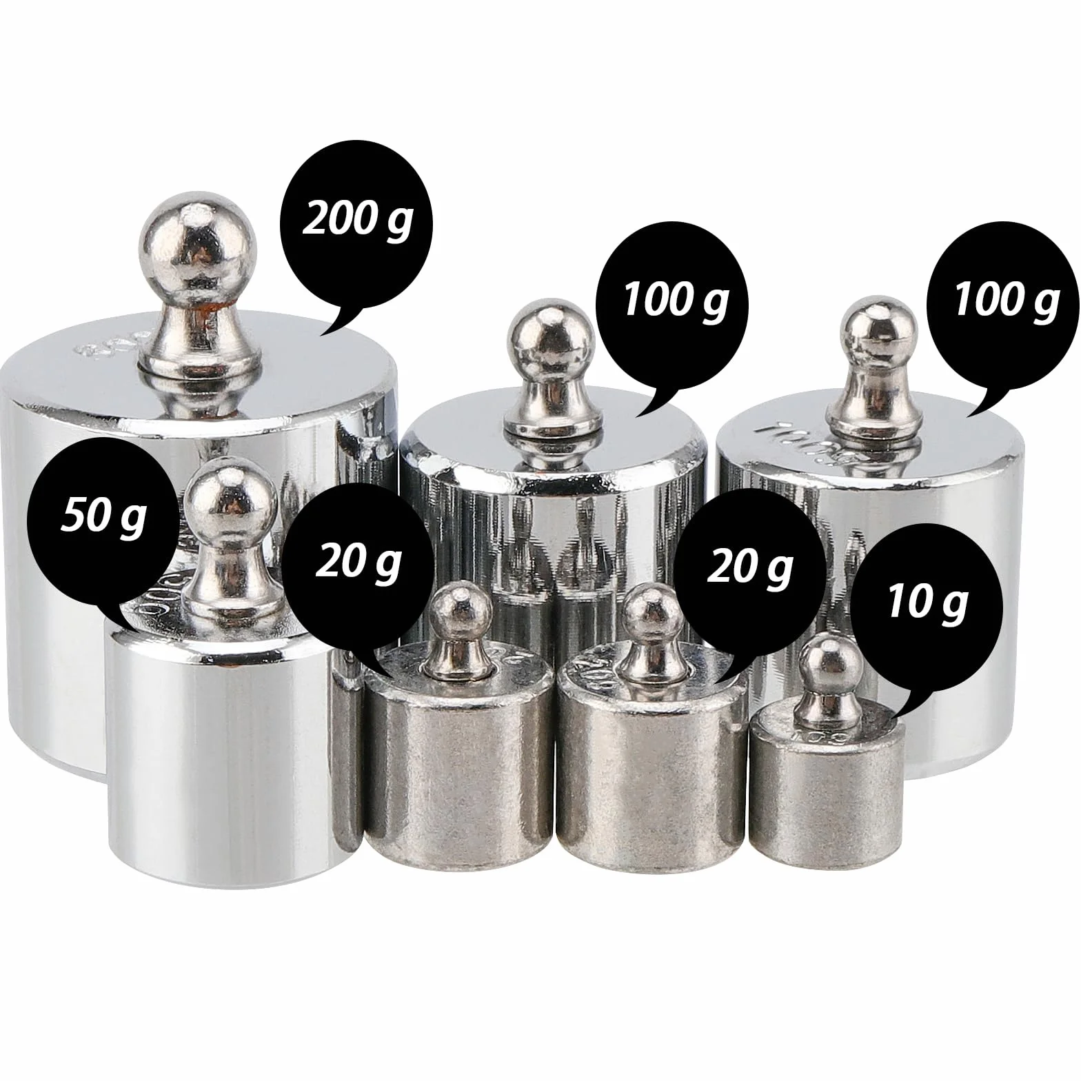 14 sztuk obciążników kalibracyjnych ze stali nierdzewnej, zestaw 1000 g, 2 x 200 g, 4 x 100 g, 2 x 50 g, 4 x 20 g, 2 x 10 g, zestaw obciążników kalibracyjnych, z 2 ciężarkami kalibracyjnymi,