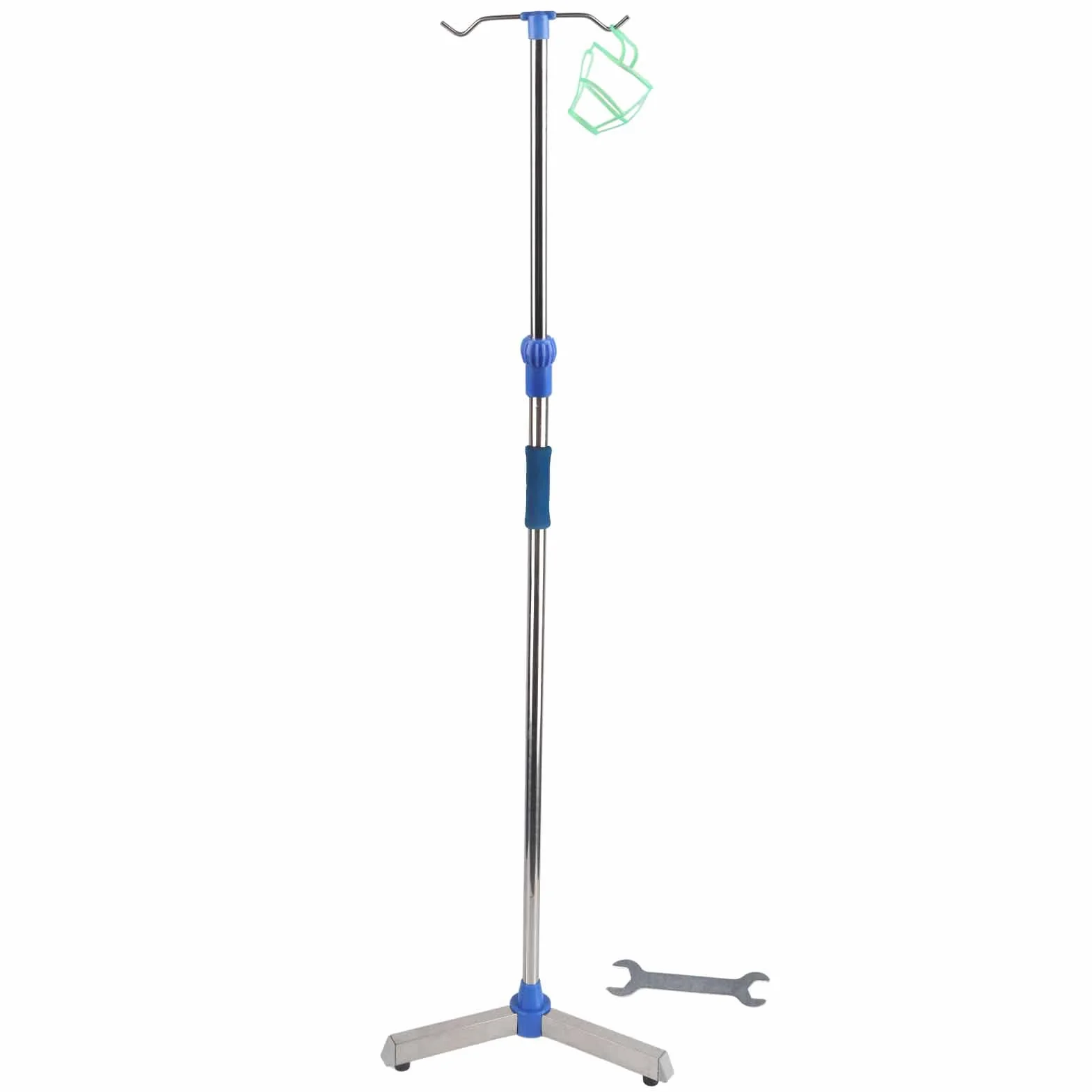 Stojak na Kroplówkę, Stojak na Kroplówkę Domowy Stojak na Kroplówkę z 2 Haczykami do Kliniki Domowej Regulowana Wysokość ze Stali Nierdzewnej Stojak Kroplówki IV Uchwyt na Infuzję Ruchomy Wspornik Pod