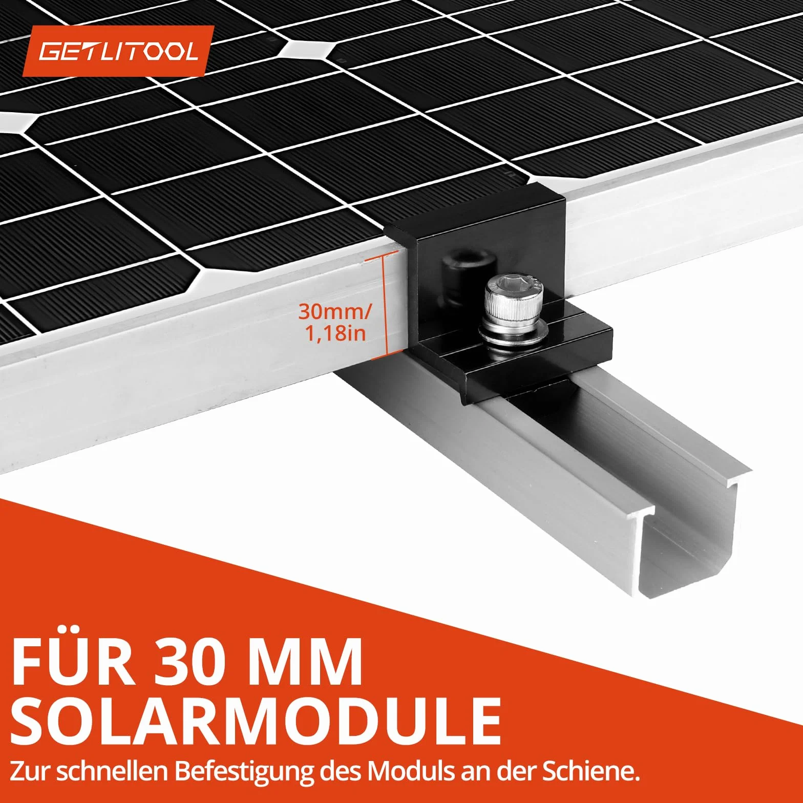 GETLITOOL 10 szt. Aluminiowy uchwyt na panel s?oneczny 30 mm, uchwyt do panelu s?onecznego w kszta?cie litery Z, do paneli fotowoltaicznych, na kemping, na ?cian?, z nakr?tkami i ?rubami