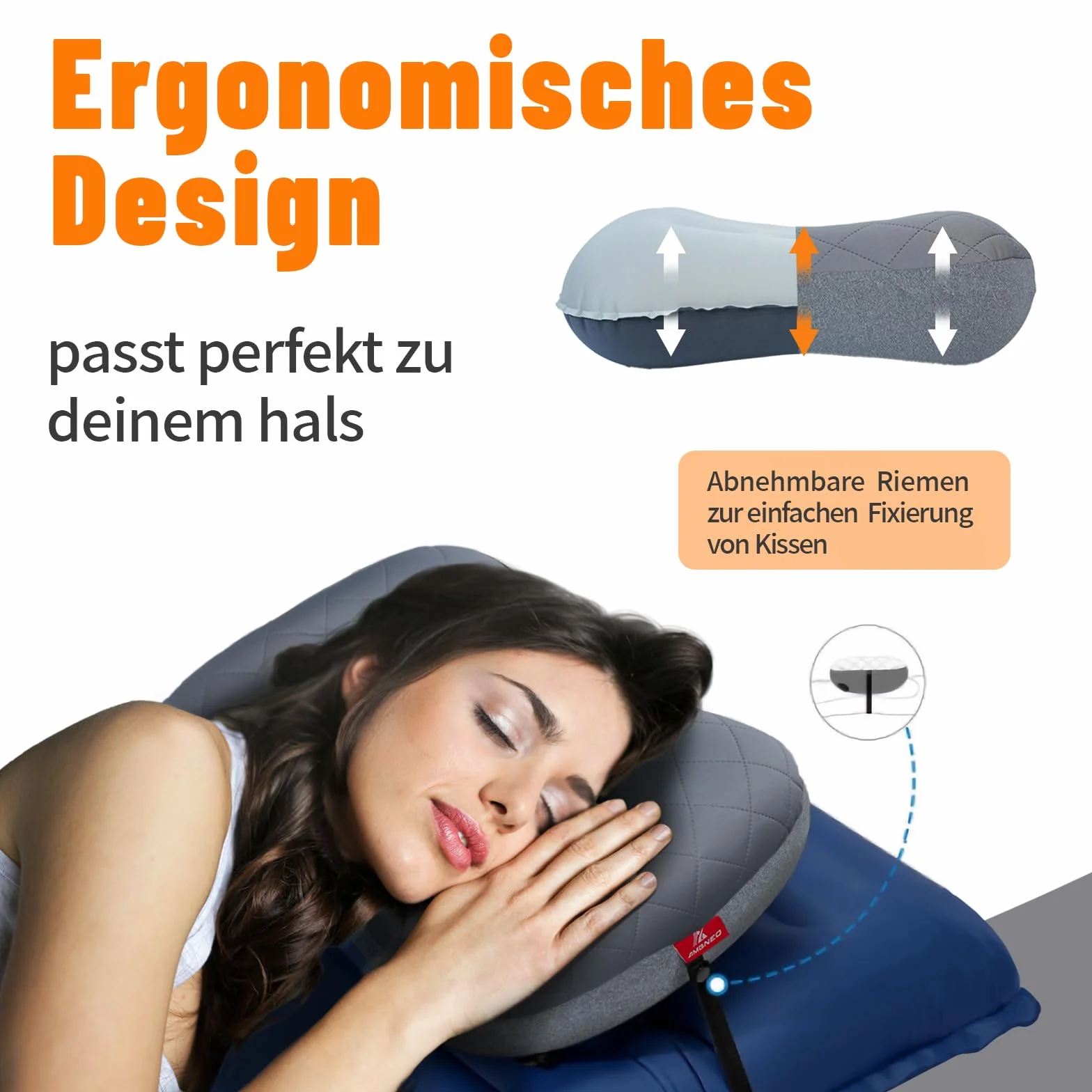 nadmuchiwana poduszka na kemping/podróże, ze zdejmowanymi poszewkami na poduszki i ultralekką poduszką powietrzną na kemping, ergonomiczna poduszka, idealne akcesoria kempingowe, nadmuchiwana