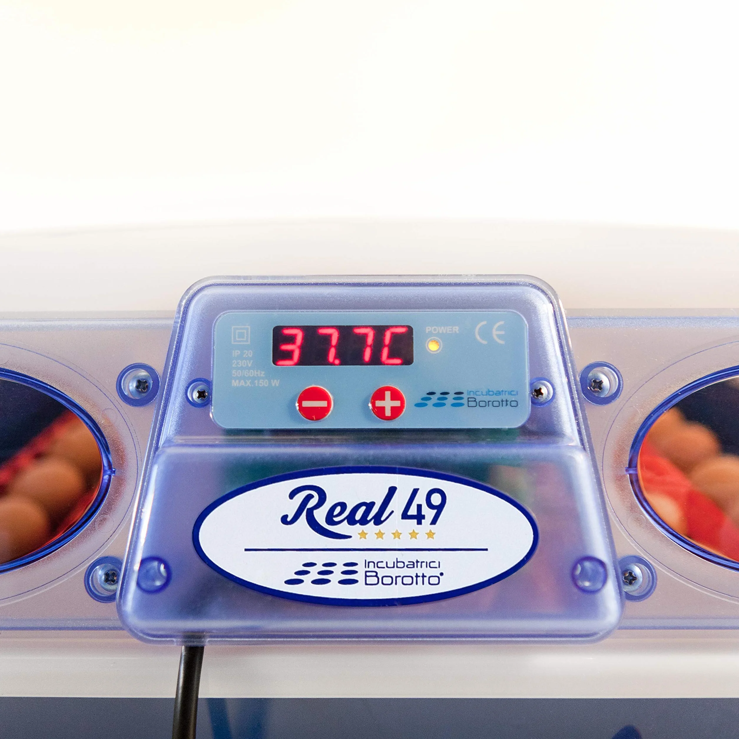 Borotto Real 49 Expert | w pełni automatyczny, profesjonalny automat do 49 lub 196 małych jajek, automatyczny mechanizm obracania jaj, regulacja temperatury, nawilżacz powietrza Sirio, wyprodukowano