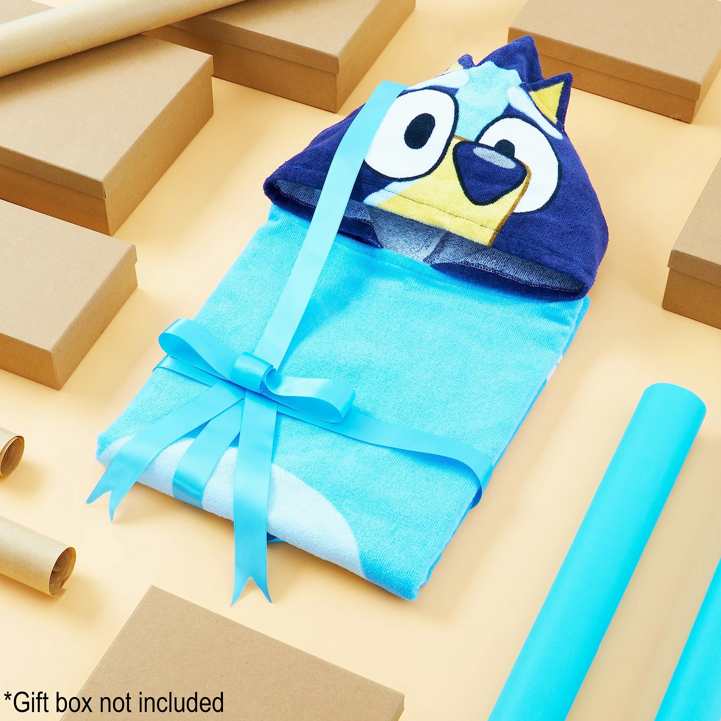 Bluey Ręcznikowe ponczo - szlafrok z kapturem dla dzieci - jeden rozmiar bawełniany szlafrok - wakacyjne ponczo plażowe, pływanie, kąpiel