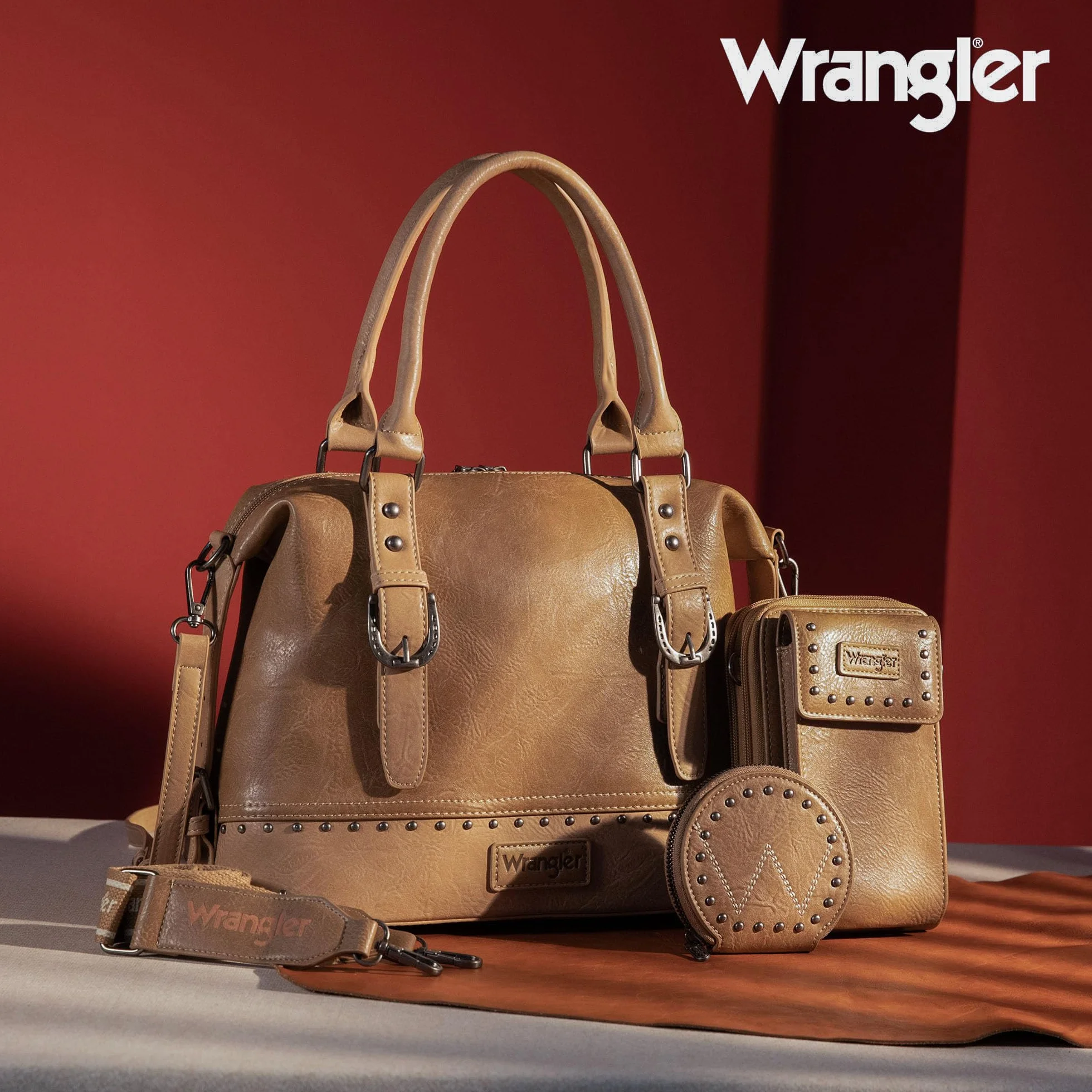Wrangler Zestawy toreb lekarskich dla kobiet, torba z górnym uchwytem, torebka na telefon komórkowy i portmonetka, 3 szt