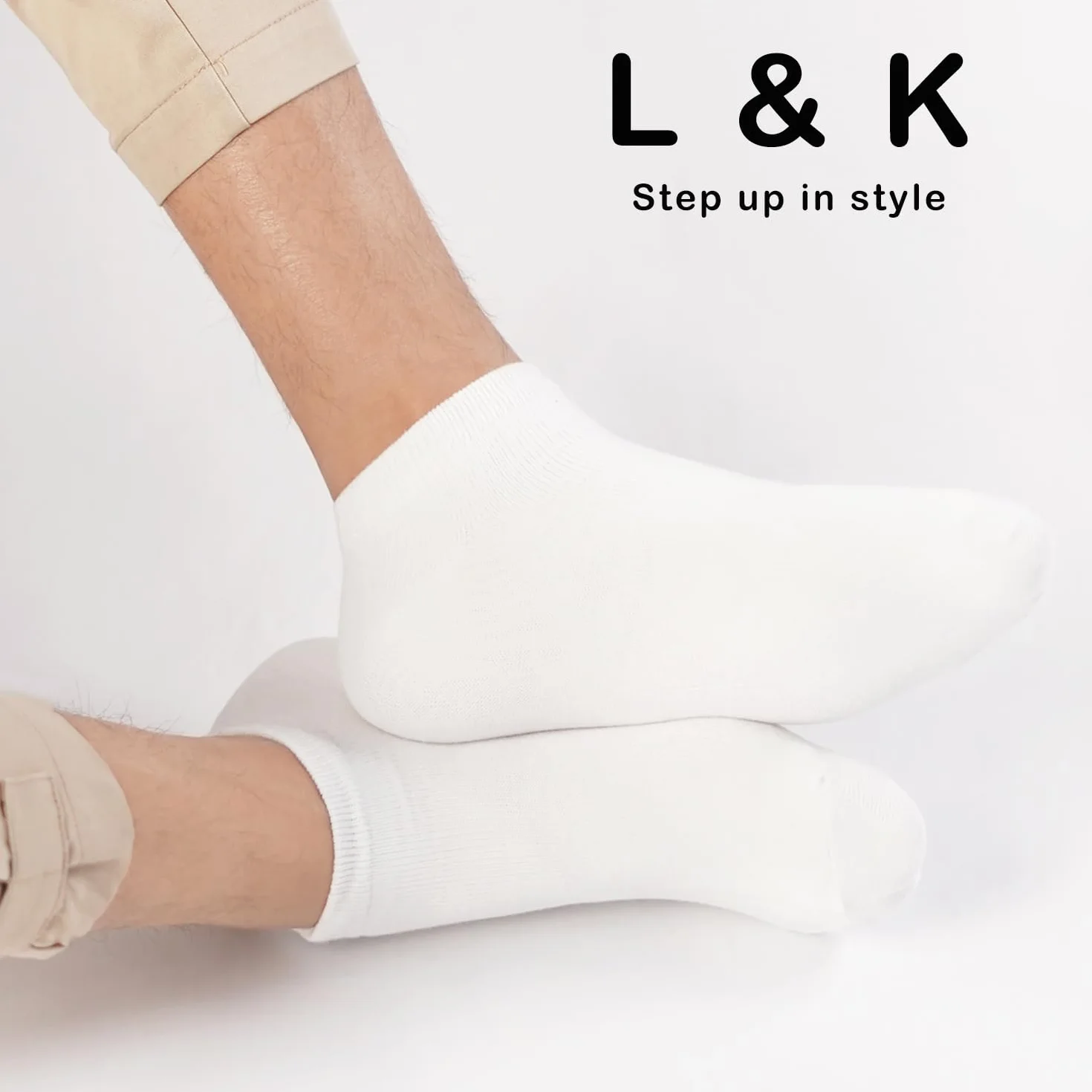 L&K-II 92201VA Skarpetki do sneakersów, krótkie, damskie/męskie, stopki, oddychająca bawełna, czarne/białe/szare, po 12/24/36 par