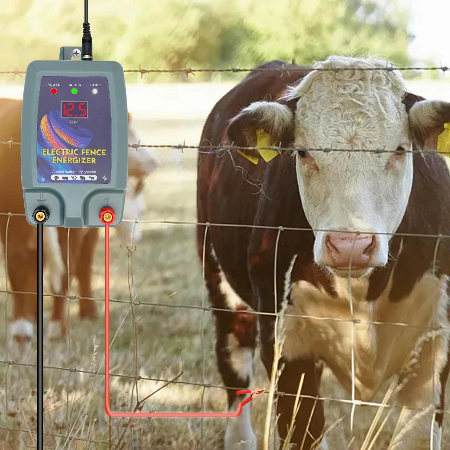 Elektryczny elektryzator ogrodzenia 5 kM 12 V, ogrodzenie elektryczne dla zwierząt, owca, świnia, koń, płot pastwiskowy, wtyczka UE, ogrodzenie elektryczne dla psów