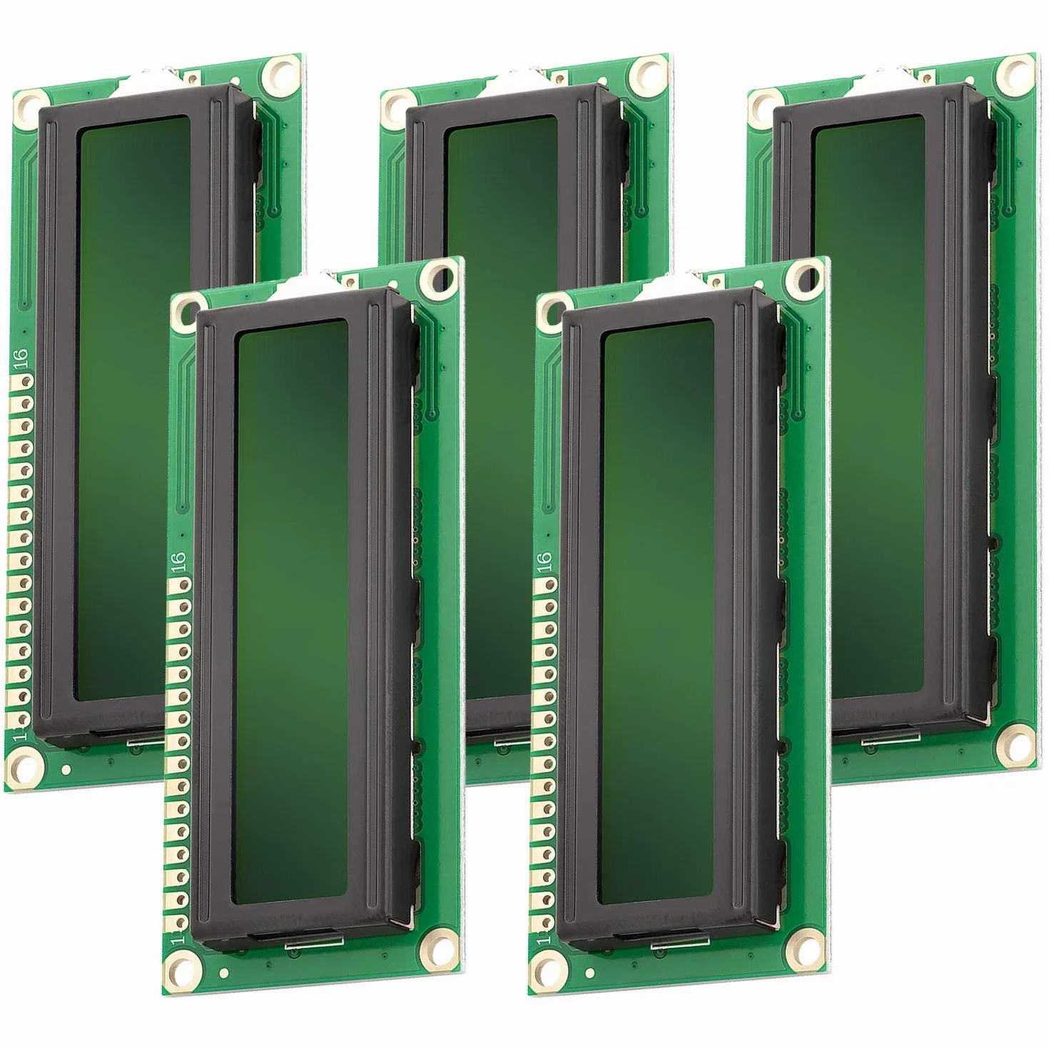 AZDelivery 5 x HD44780 1602 LCD Module Display 2x16 znaków z zielonym tle i czarne kompatybilny z Arduino i Raspberry Pi znaki tym e-Book!