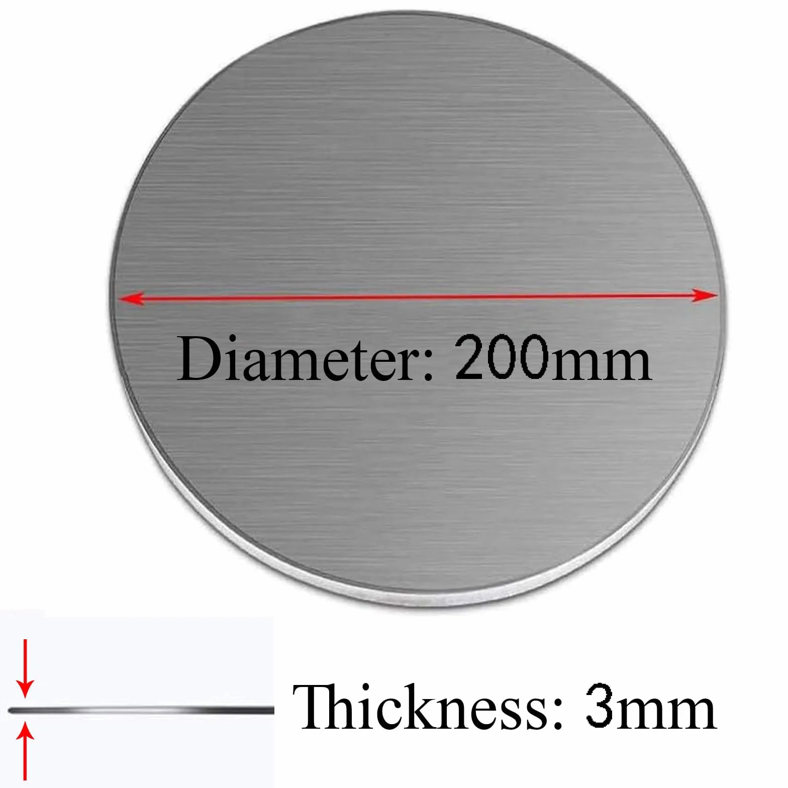 6061 Lekkie okrągłe tarcze aluminiowe – grubość 3 mm, średnica od 100 mm do 300 mm – wszechstronne do spawania i rękodzieła(200mm)