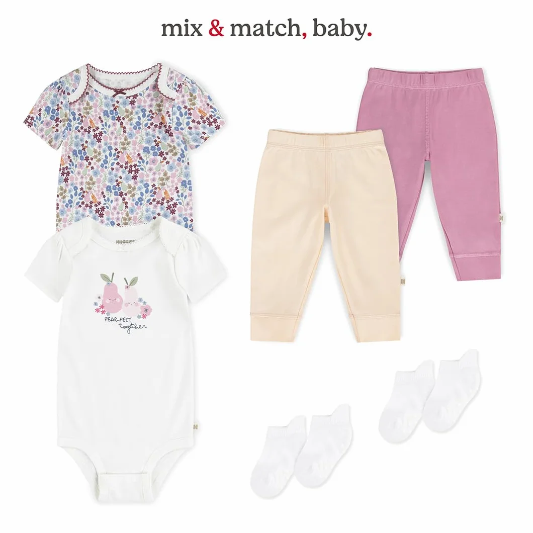 Huggies Little Hugs Zestaw bielizny dla dziewczynek (5 sztuk), niebieski/różowy/biały, 3 miesięcy