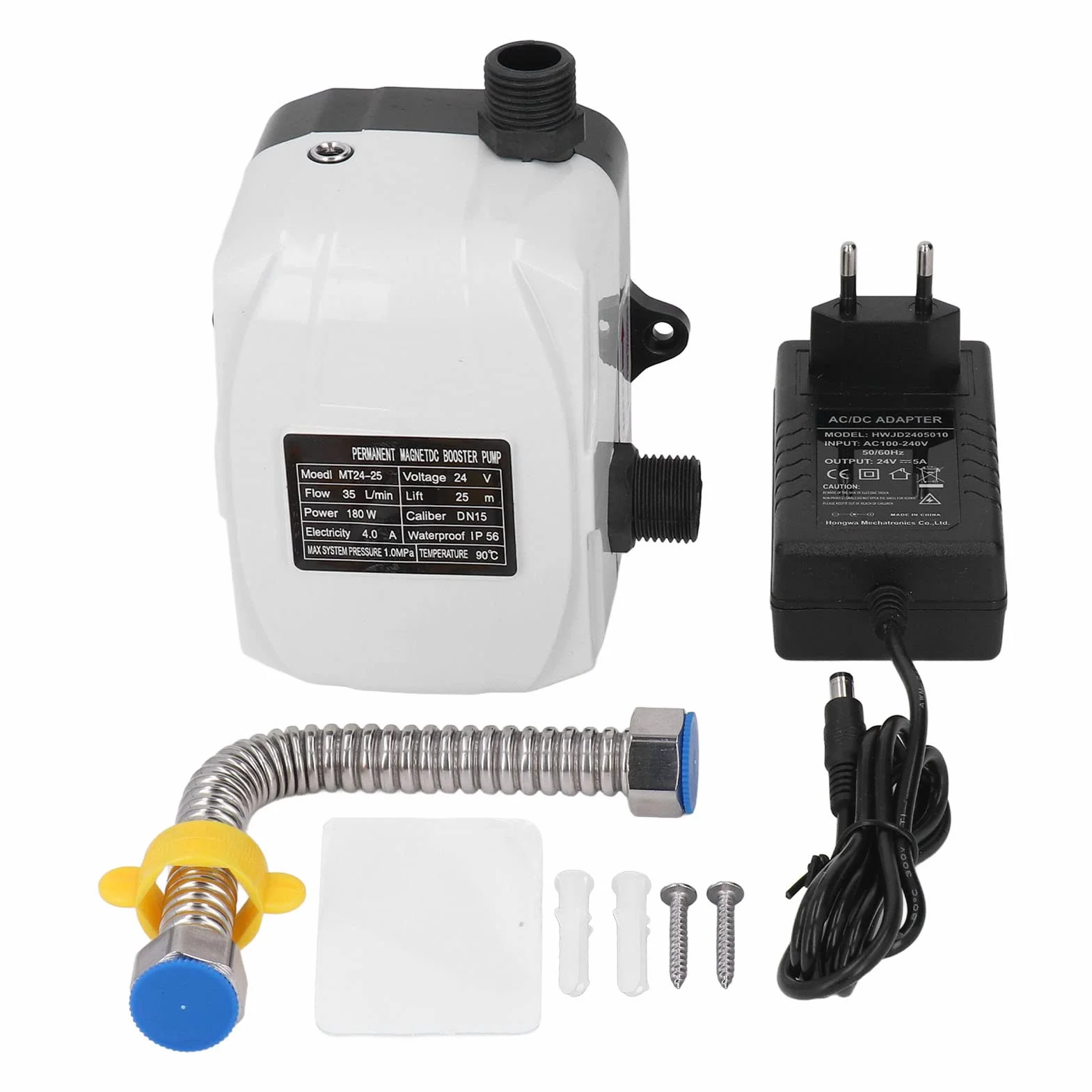 Automatyczna pompa wspomagająca, pompa wspomagająca ABS silnik z mosiądzu o wysokim ciśnieniu wody 180 W do prysznica zlewozmywaka kuchennego DC24V wtyczka europejska AC100‑240V 4,0A