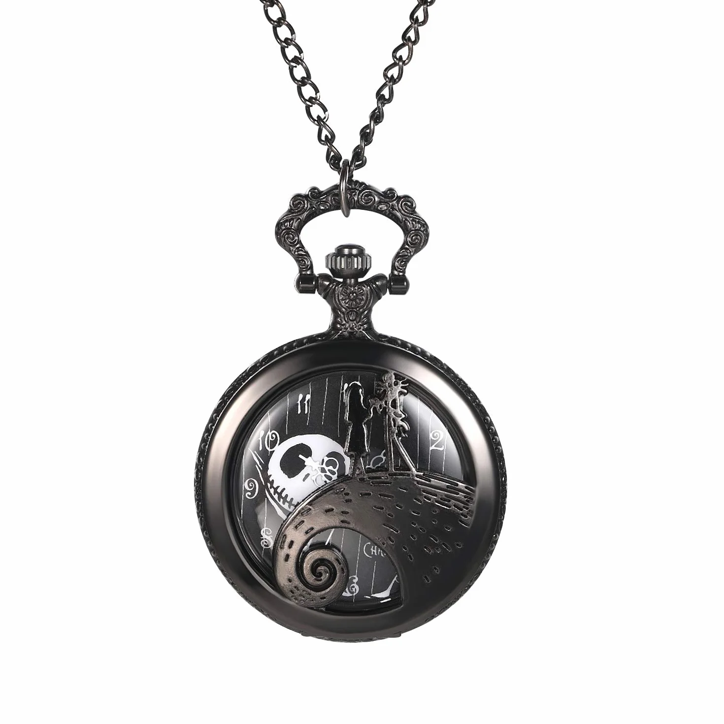 JewelryWe Zegarek kieszonkowy dla pary uroczy duch para numery zegarek kieszonkowy ze stopu dla mężczyzn kobiet