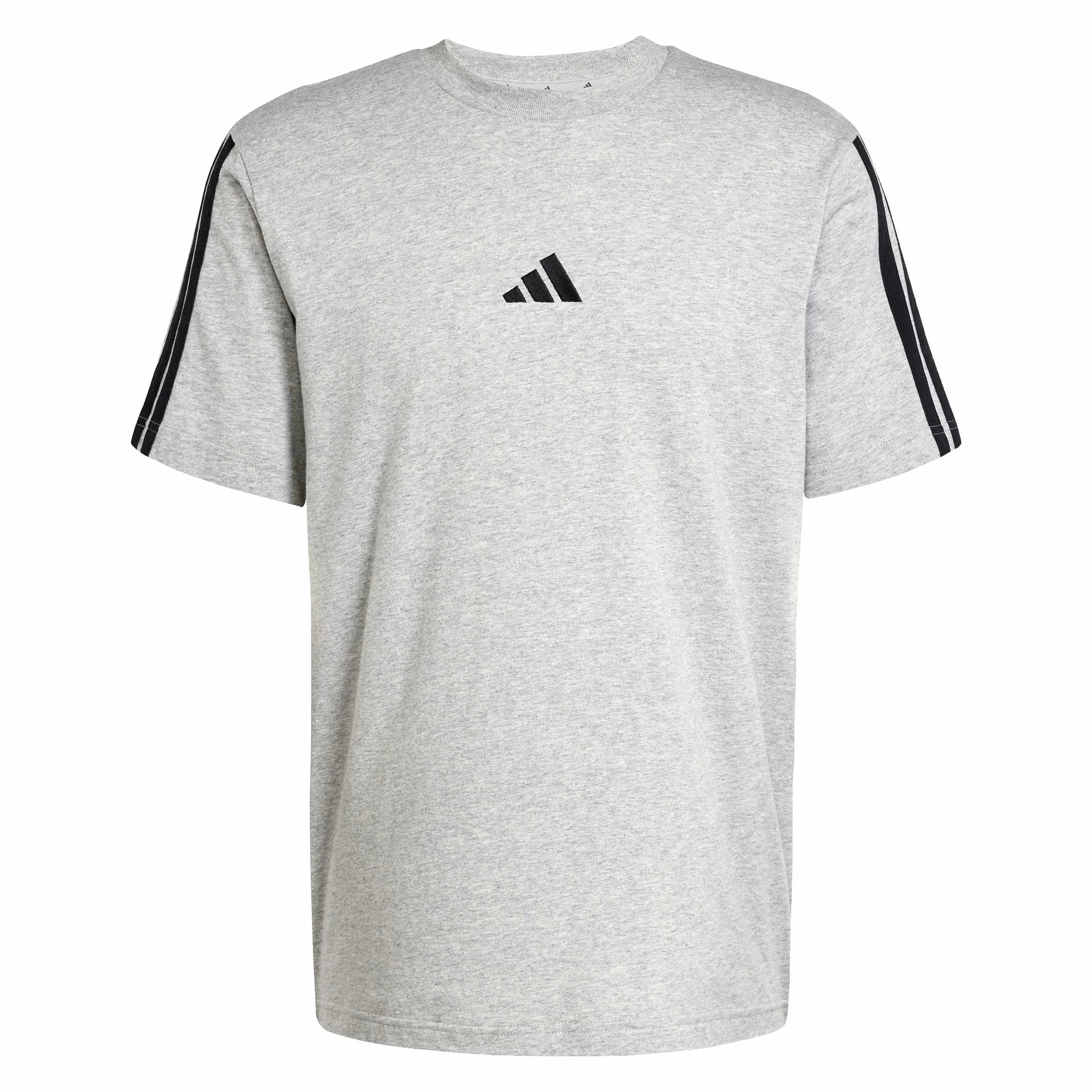 adidas Essentials Three Stripes Single Jersey Shirt L Medium Grey Heather Black