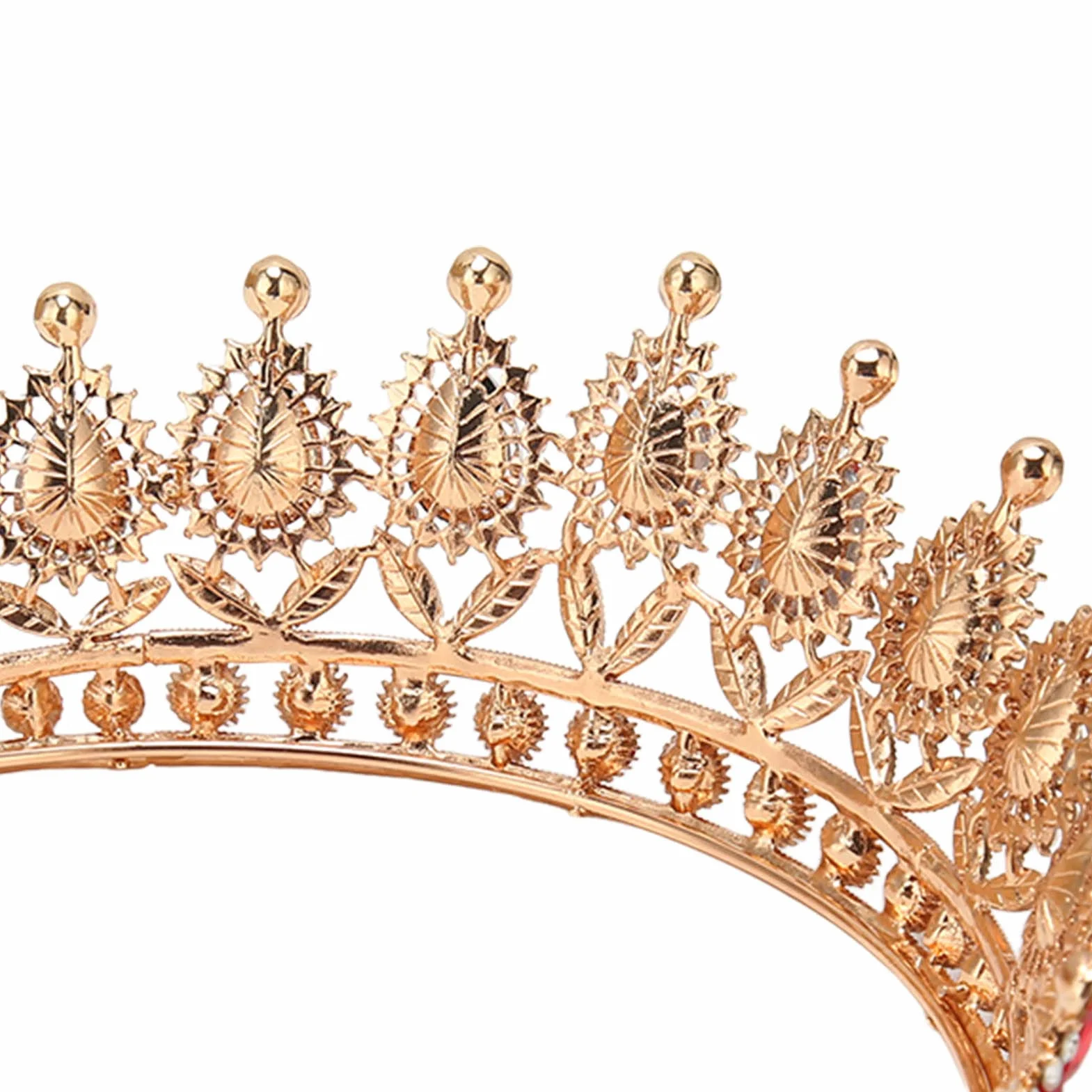 Vofler Queen Tiara, czerwona kryształowa korona dla panny młodej, ślubna ozdoba do włosów, bal absolwentów, bal kostiumowy, z grzebieniami, luksusowa