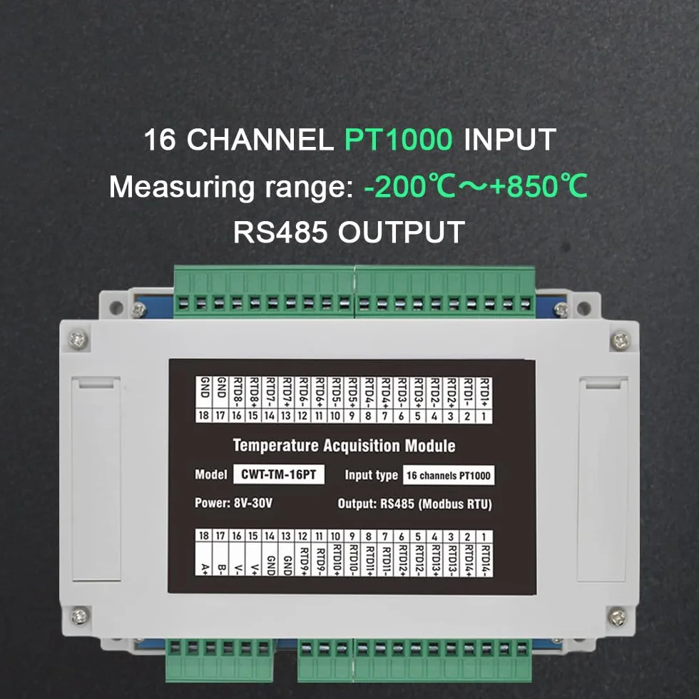 16 kanałów PT1000 Rs485 Modbus Moduł akwizycji temperatury wyjściowej