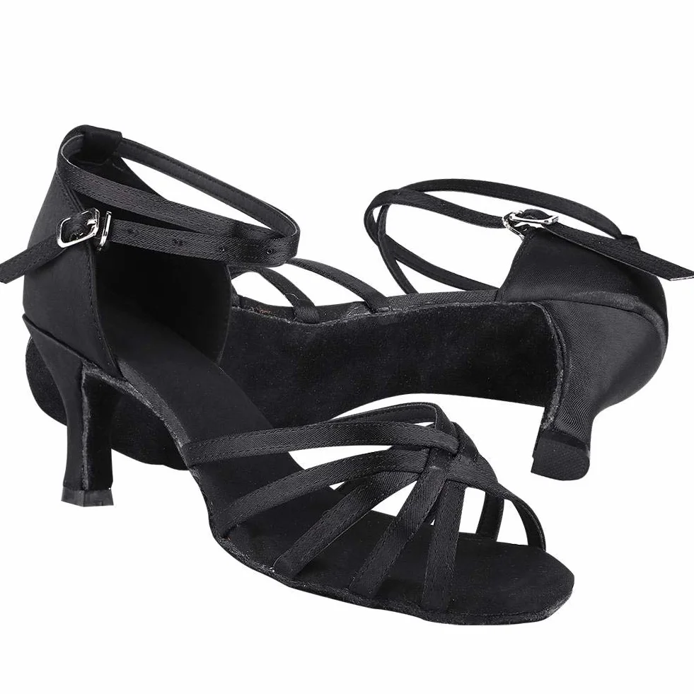 Keenso Latynoskie buty do tańca na salę balową, importowana satynowa tkanina, buty do tańca latynoskiego, modne i klasyczne