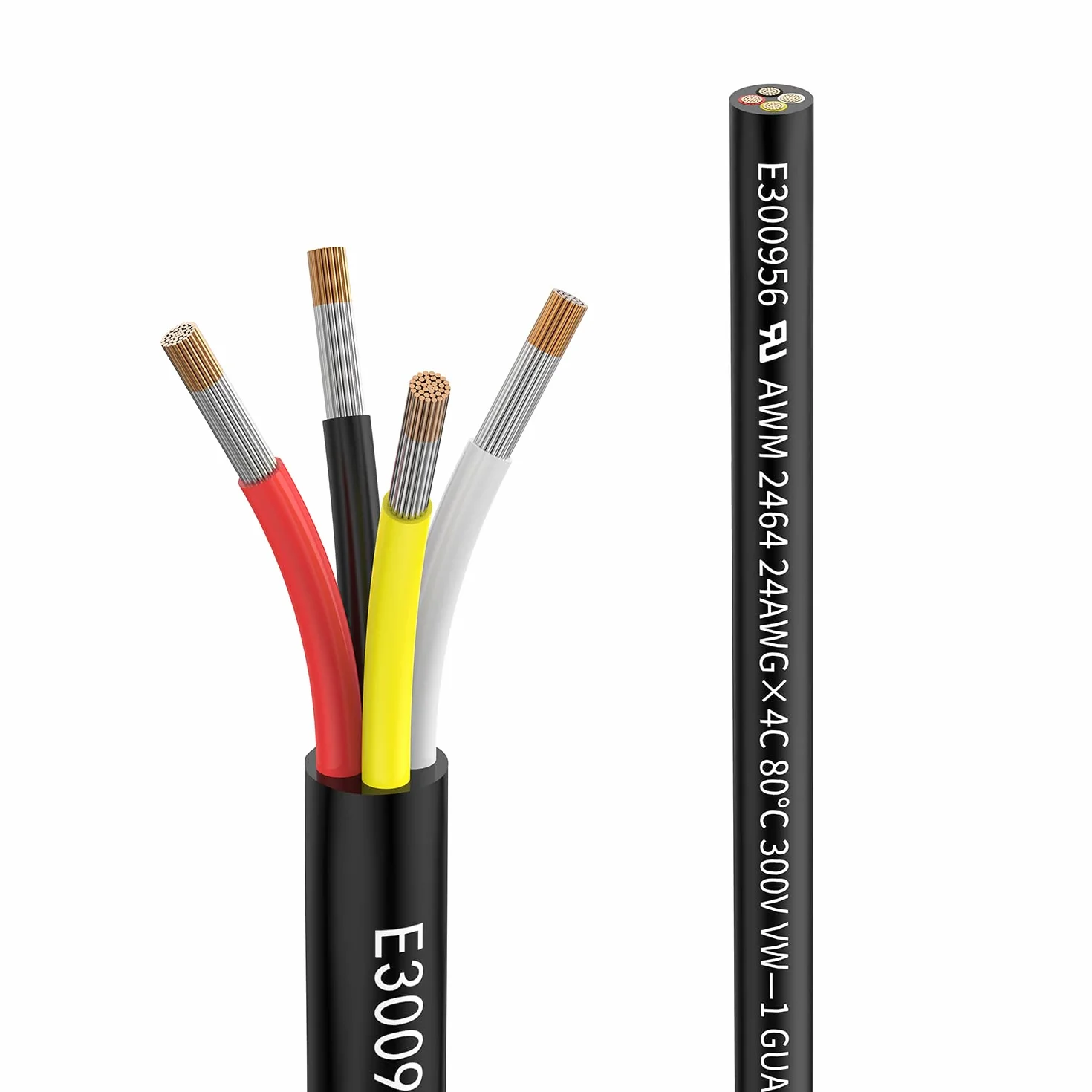 Przewód 24 AWG 4 × 0,2 mm²; 5 Metros; 4-żyłowy kabel przedłużający UL2464. Napięcie 5V/12V/24V/300V; beztlenowy wielożyłowy drut miedziany.