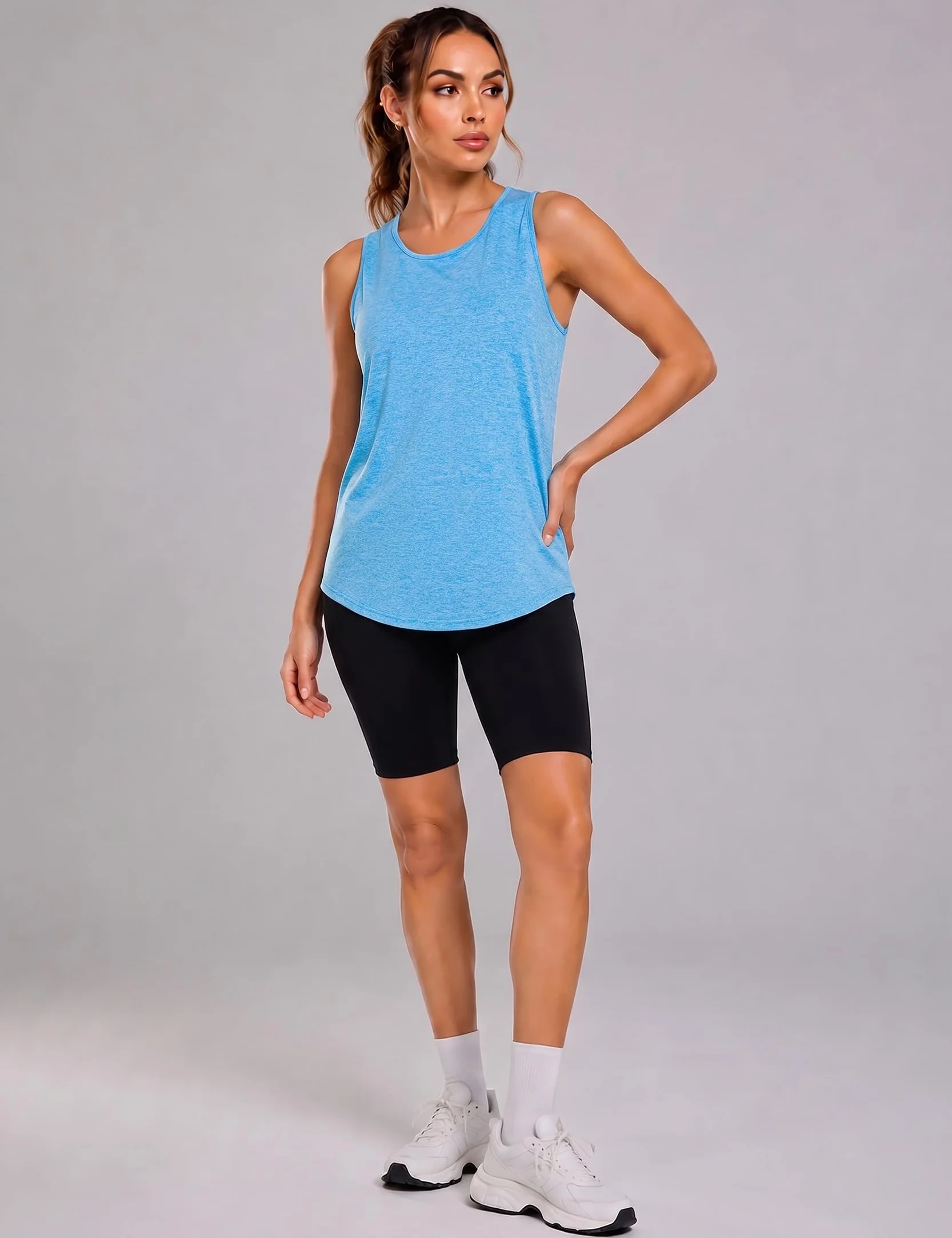 Terecey Damska koszulka sportowa bez rękawów Tank Top Fitness Lato Oddychająca