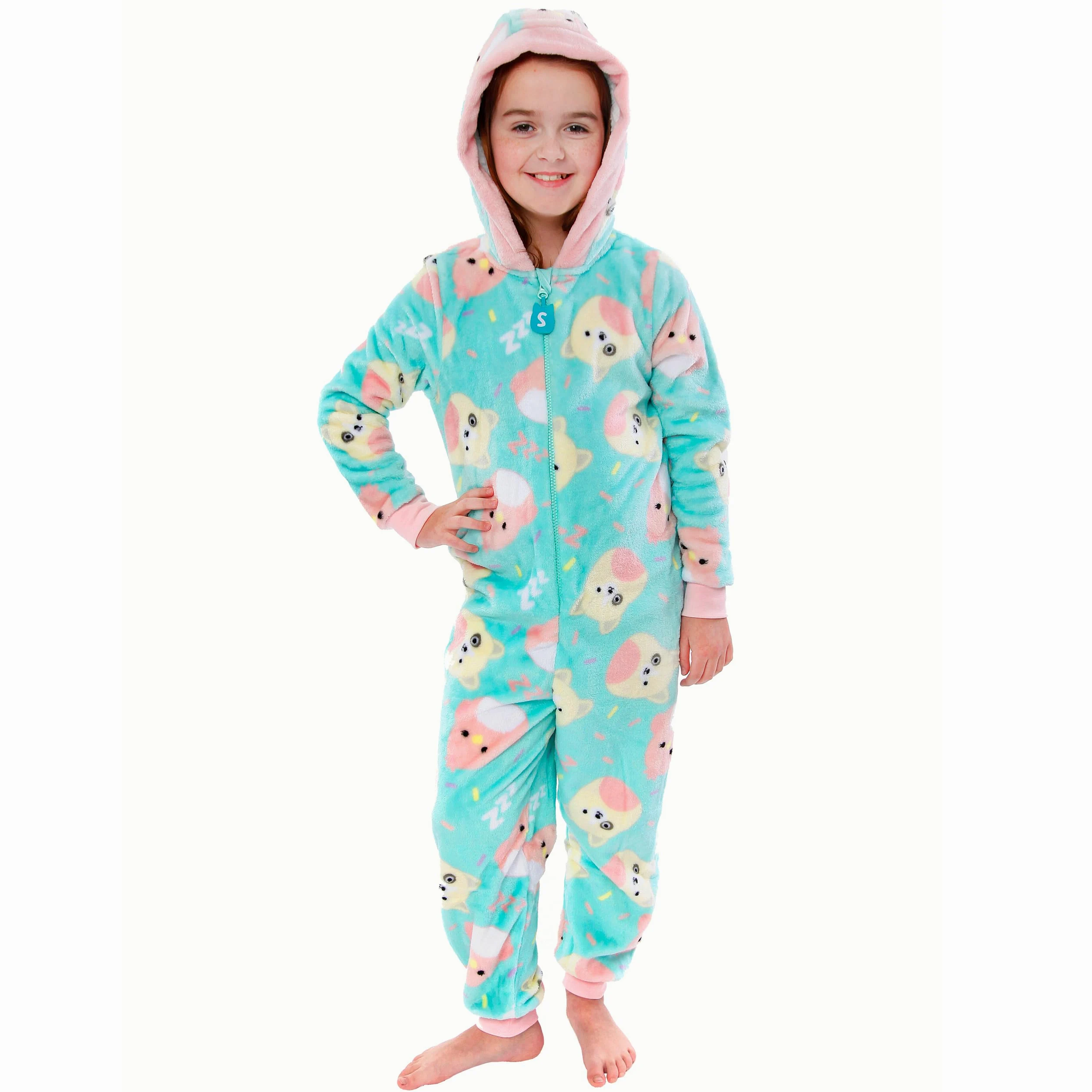 Squishmallows Dziewczyny Polarowe Onesie Charlie i Trina Kombinezon Kaptur