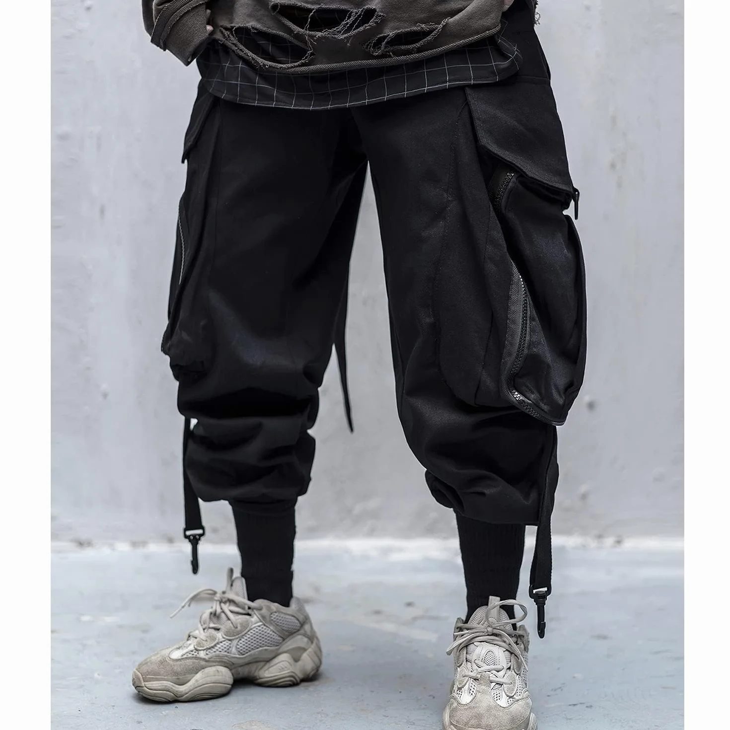 Niepce Inc Streetwear Techwear Cargo Pants Męskie japońskie spodnie cargo w stylu streetwearowym ze wzorem