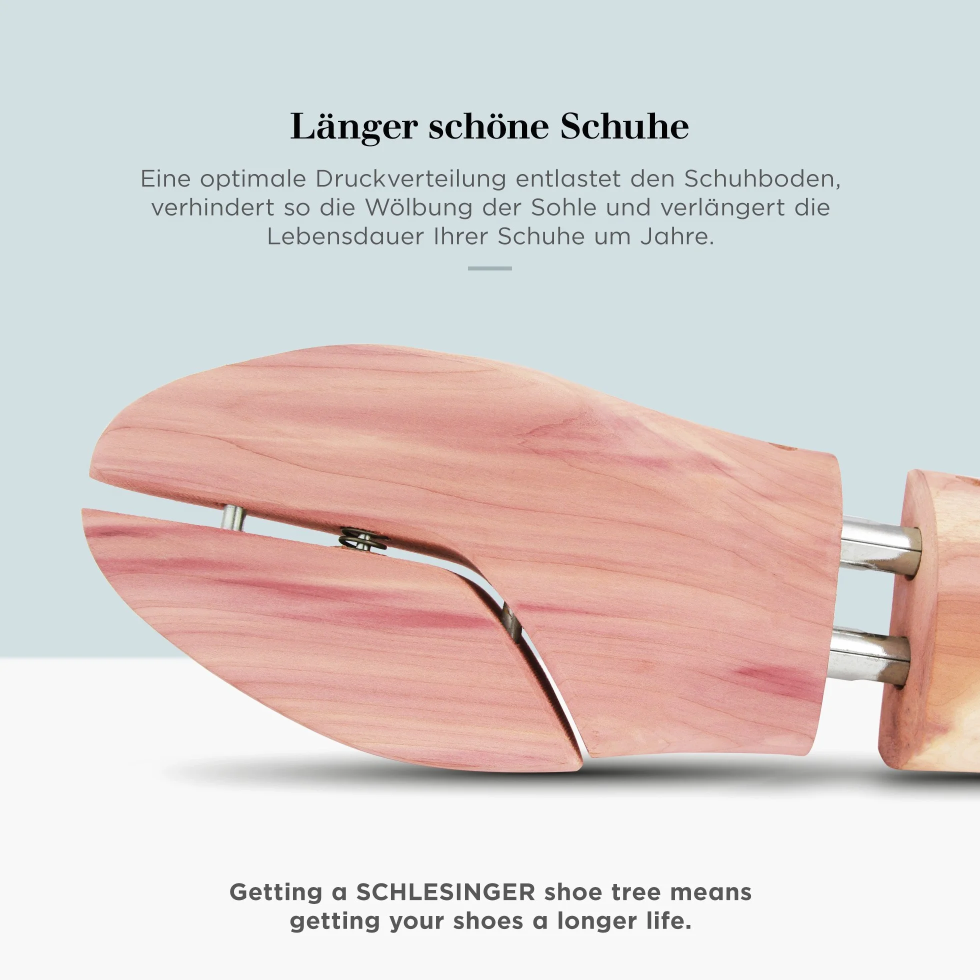 Schlesinger - Zwycięzca testu – męskie napinacze do butów premium ze szlachetnego drewna cedrowego dla optymalnej pielęgnacji butów – model Kaiser – w zestawie gratis e-book do pielęgnacji obuwia