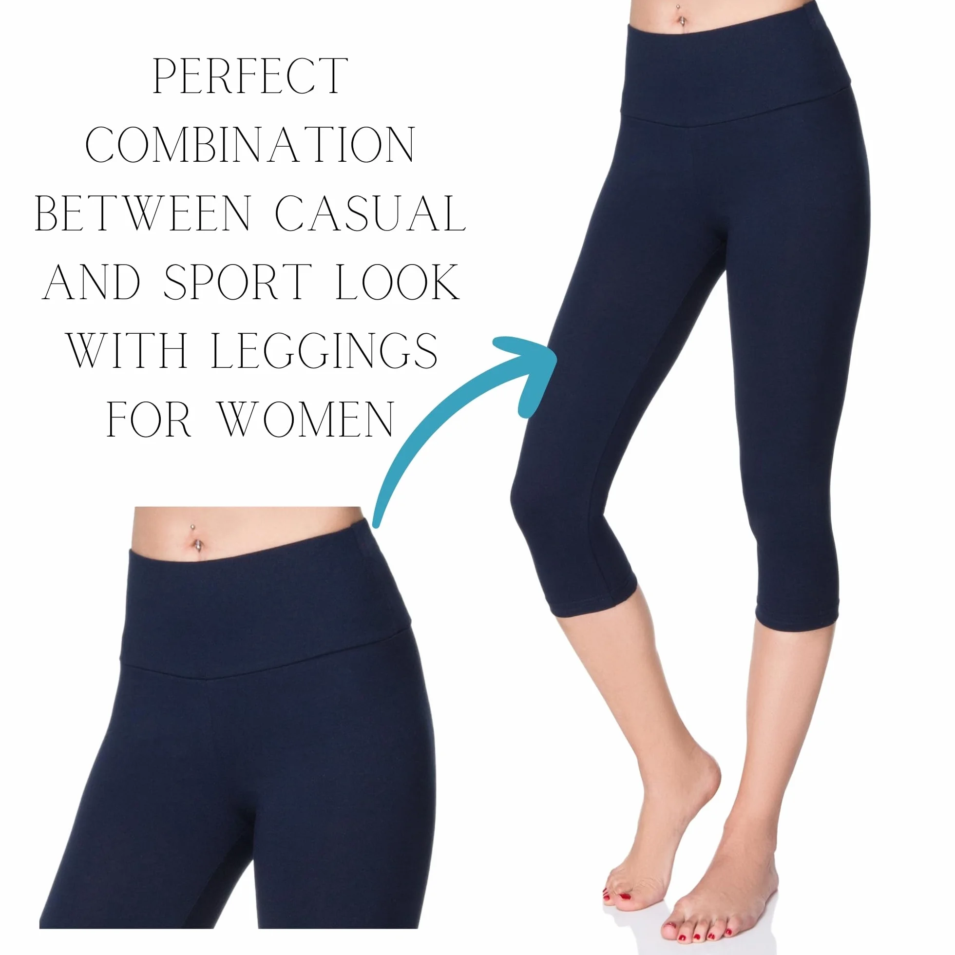 SOFTSAIL Legginsy dla kobiet o długości 3/4 Capri bawełna z wysokim stanem przycięte spodnie do jogi z kontrolą brzucha dla kobiet damskie legginsy do uprawiania sportu treningu siłowni odzież