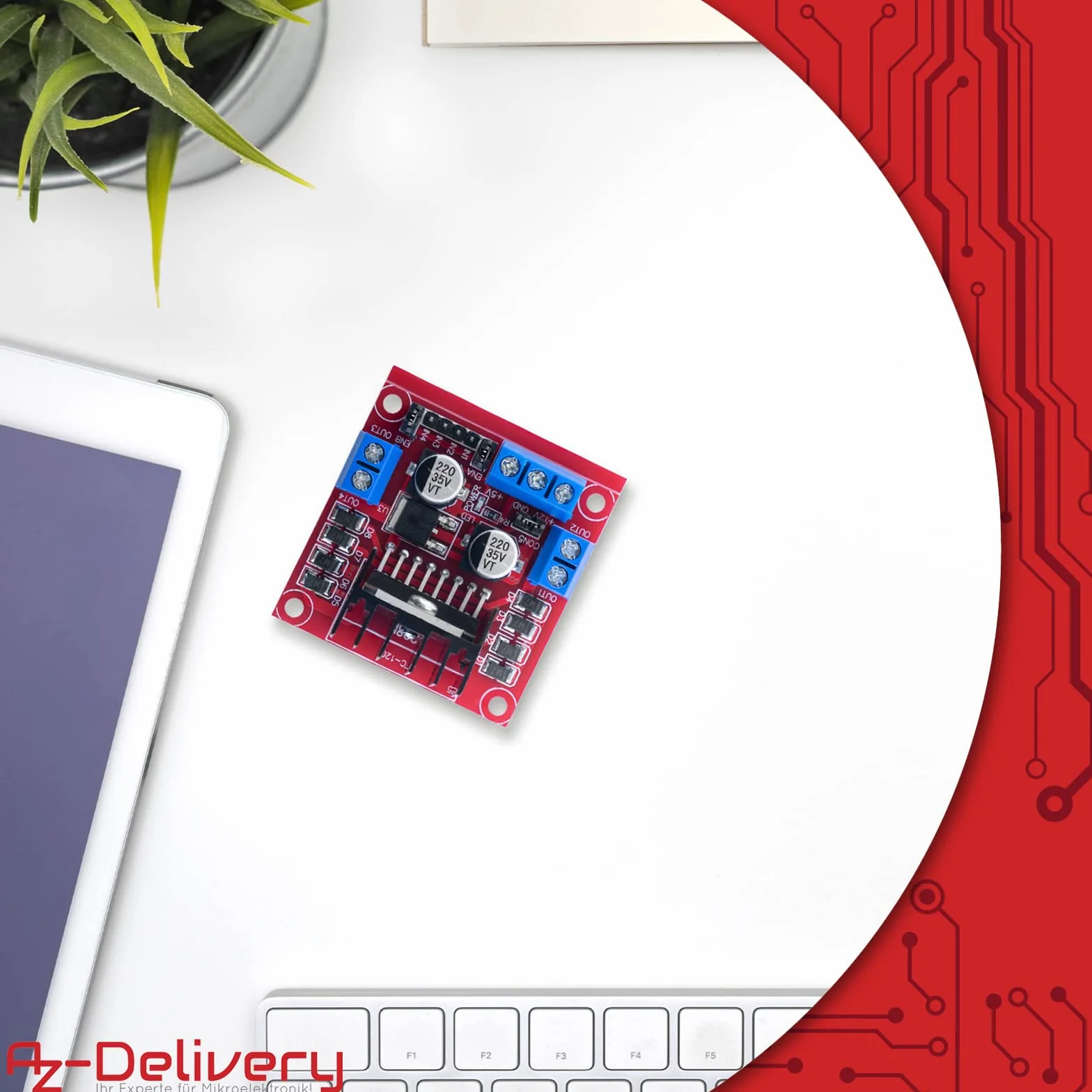 AZDelivery Dual H Bridge DC Stepper Motor Driver Controller Board Moduł AZ-L298N | do Arduino smart Car Robot | Logiczne napięcie 5 V