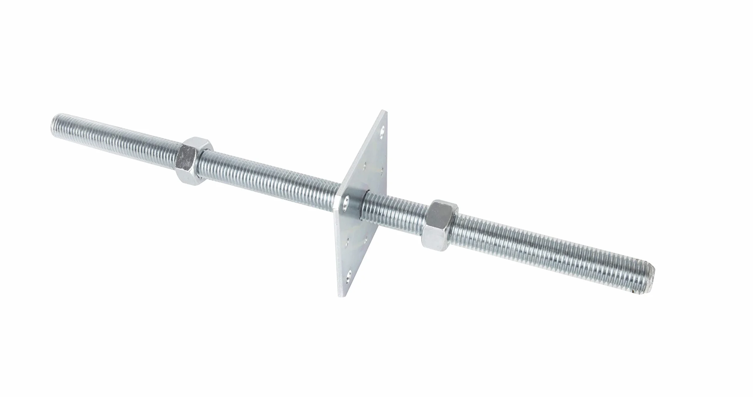 ADGO Podstawa Słupa Kotwa Regulowana Pręt Gwintowany 160 x 500 mm M24, do Betonu Zabetonowania z Regulacją, Blacha Metalowa Srebrna, 1 sztuka