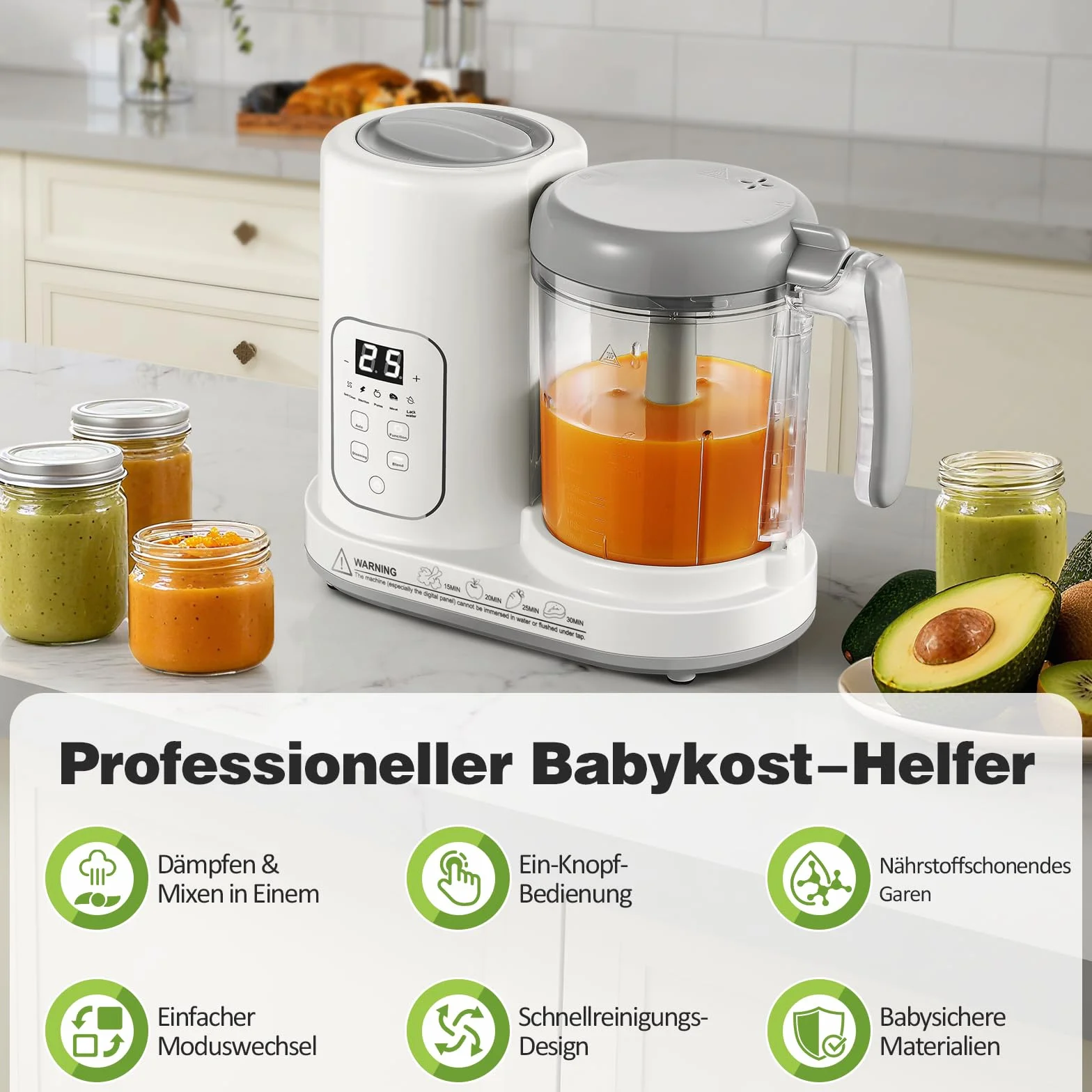 TopStrong Baby Food Maker urządzenie do przygotowywania posiłków dla niemowląt, parowar, miksowanie, rozmrażanie i podgrzewanie, wielofunkcyjny zaparzacz dla niemowląt z funkcją samoczyszczenia, robot