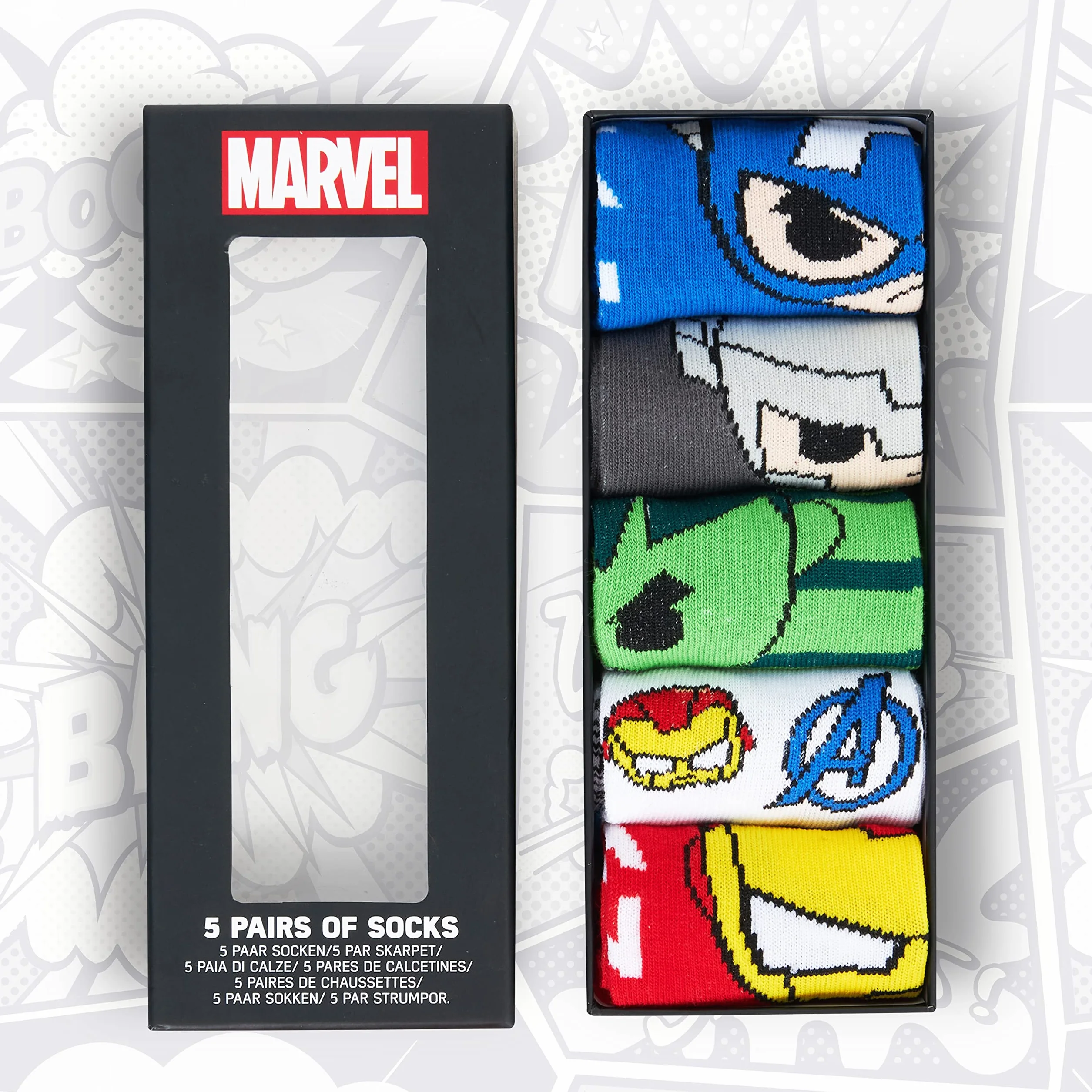 Marvel Skarpetki Boys, wielopak skarpet z superbohaterami Avengers