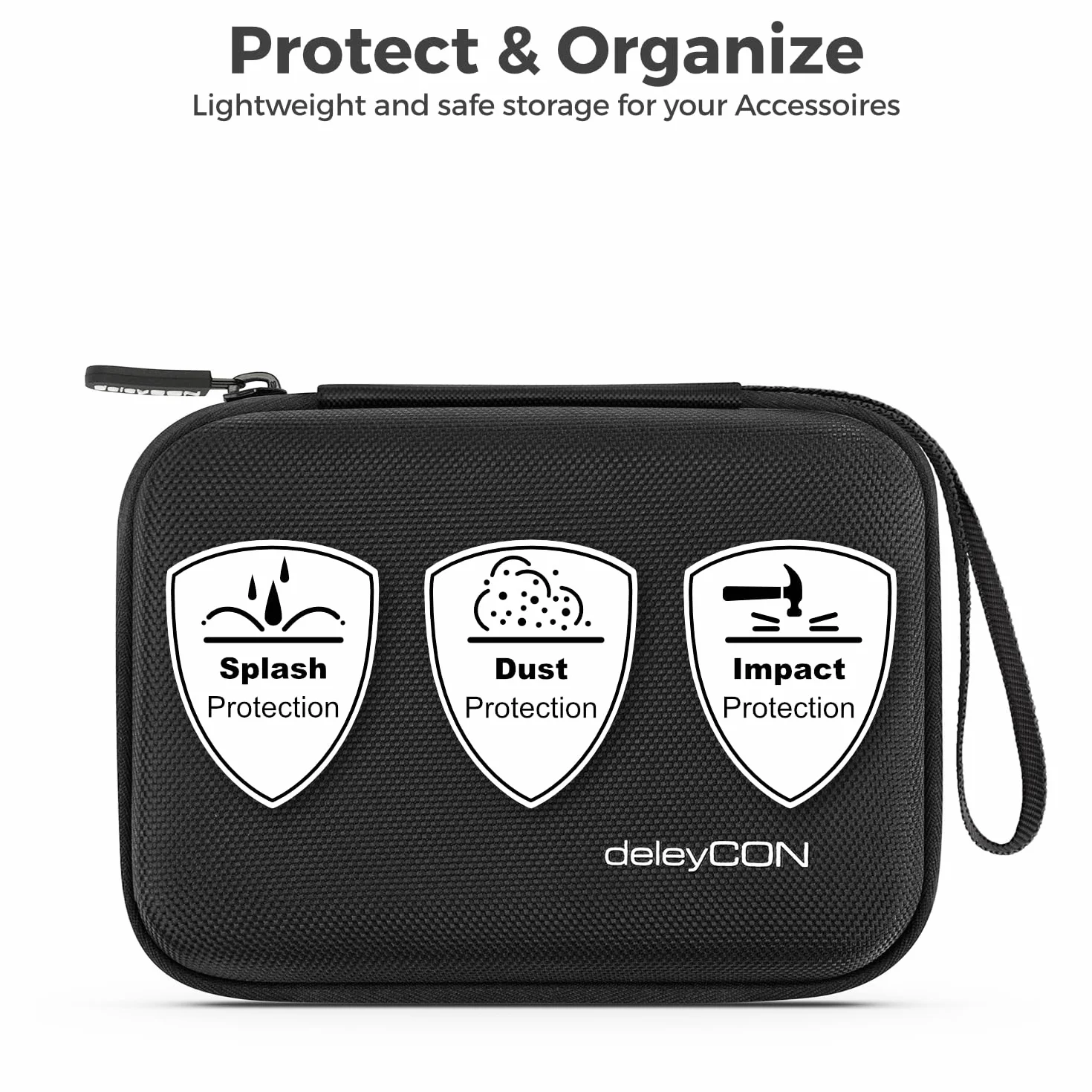 deleyCON Podróżna Torba Organizer Akcesoria Filc Mała - Hardcase z Przegrodami - na Elektronikę, Ładowarkę, Zasilacz, Kable, Samochód, Akcesoria Podróżne, Maszynkę do Strzyżenia, Kamerę - Czarny