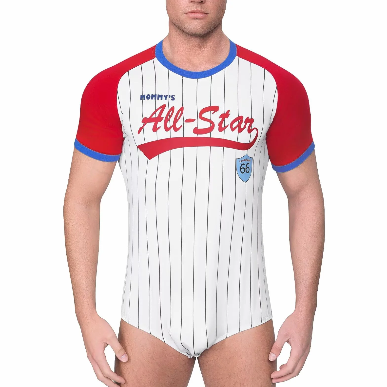 Landofgenie Męskie Bodysuit Piżama Dolne Krocze Top Koszula Paski Raglan Rękawy Onesie Rompers dla Mężczyzn Baseball Classic Striped