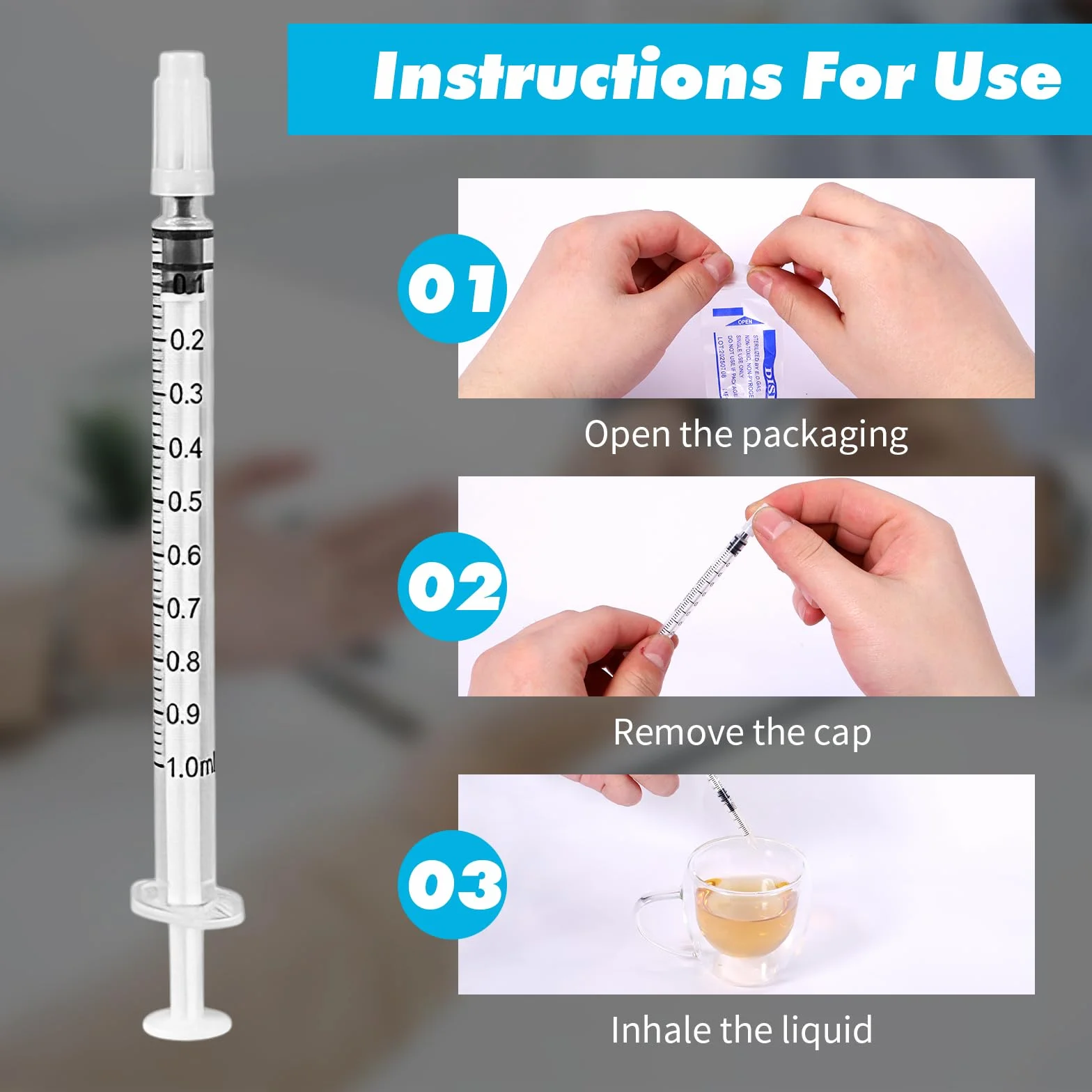 24 Sztuk Strzykawki, 1 Ml Strzykawka z Siarą, Strzykawki z Tworzywa Sztucznego, z Nasadkami, bez Igieł, Laboratoriów Naukowych, Karmienia Zwierząt Domowych, do Napełniania i Pomiaru Płynów