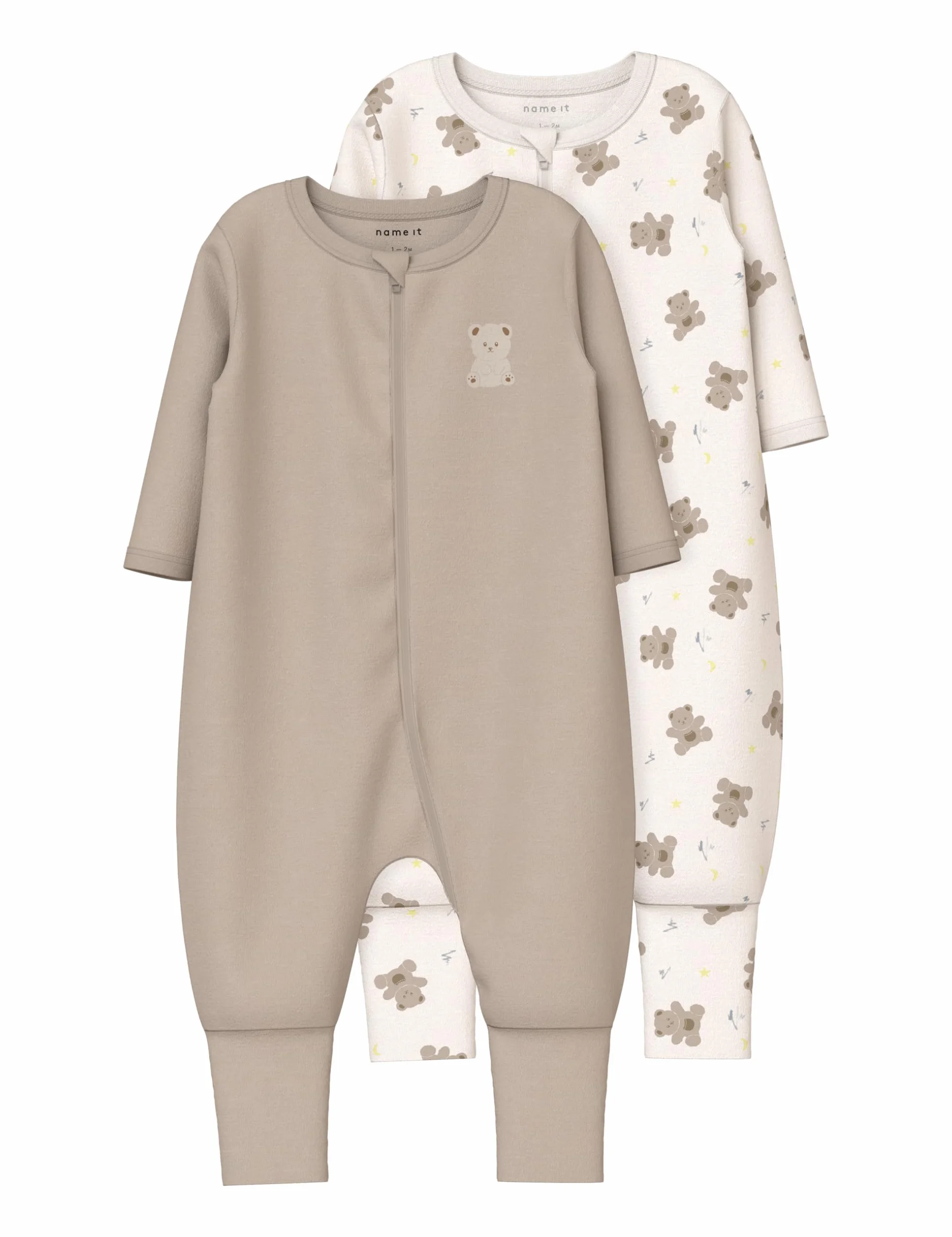 Name it baby Unisex Nbnnightsuit 2P Zip Ff Jet Bear Noos (2 sztuki), Jet Stream, 68