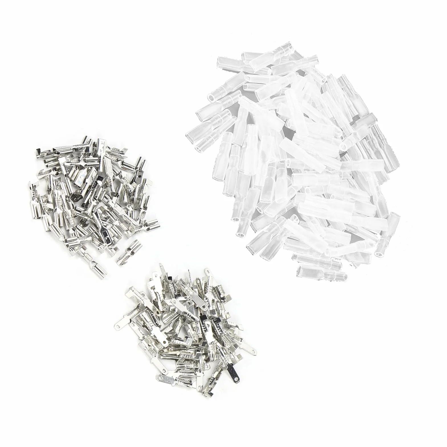 Spade Crimp Terminals Kobieta Mężczyzna 50 Sztuk/Każdy z 100 Sztuk Rękawów Izolacyjnych 2,8 Mm Srebrne Szybkie Złącza