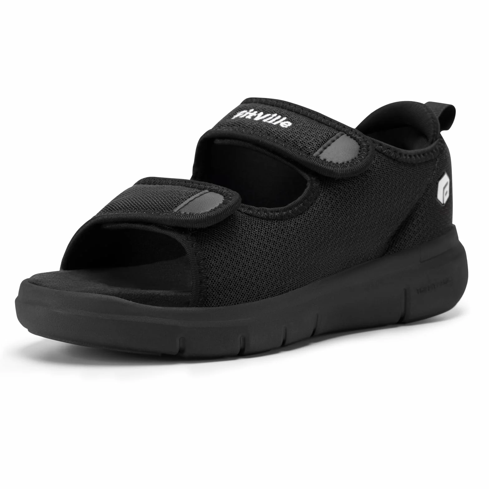 FitVille Męskie sandały dla cukrzyków szerokie buty na obrzęk z regulowanym paskiem