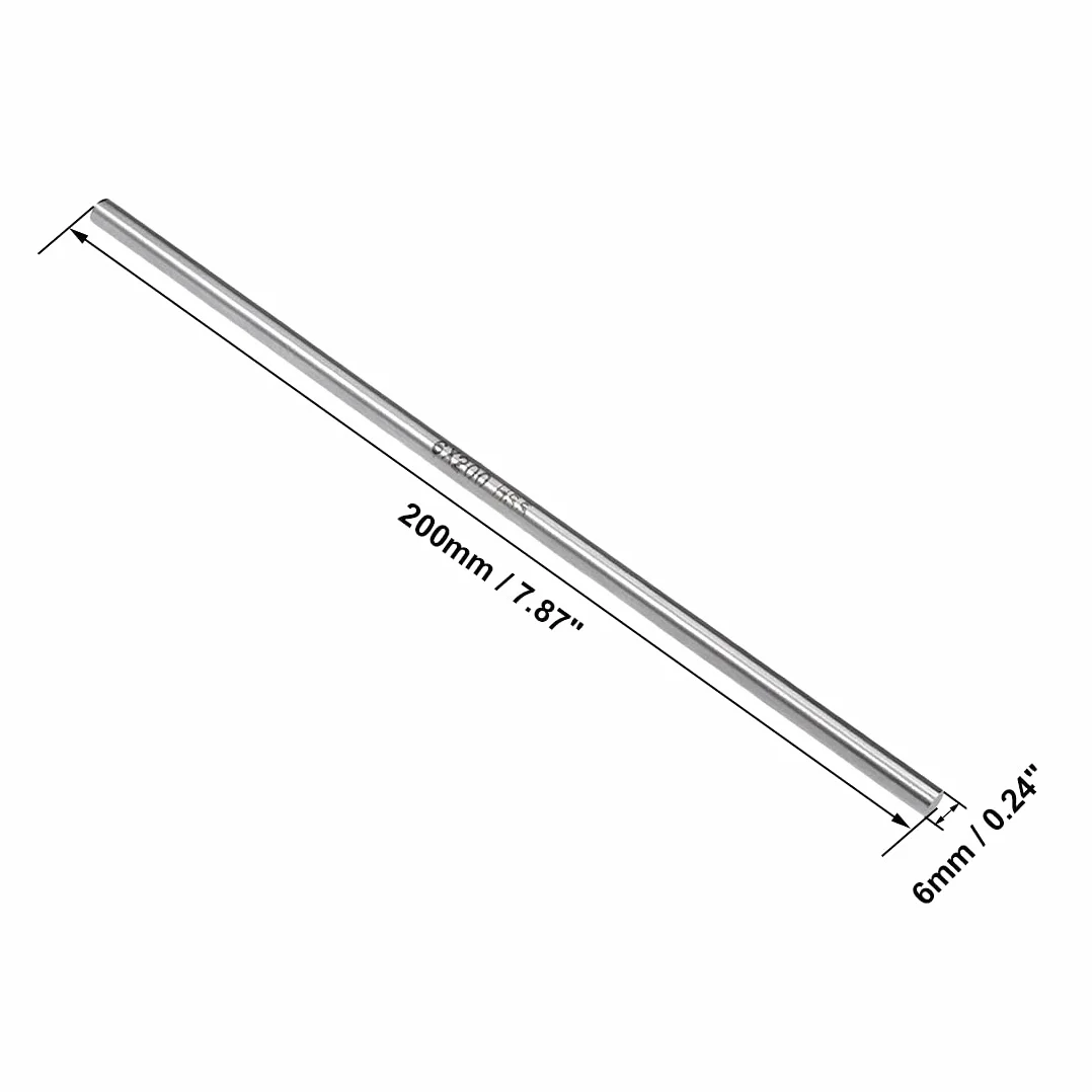 sourcing map 5 szt. pręt okrągły 6 mm średnica 200 mm długość HSS trzpień tokarki DIY narzędzie do majsterkowania