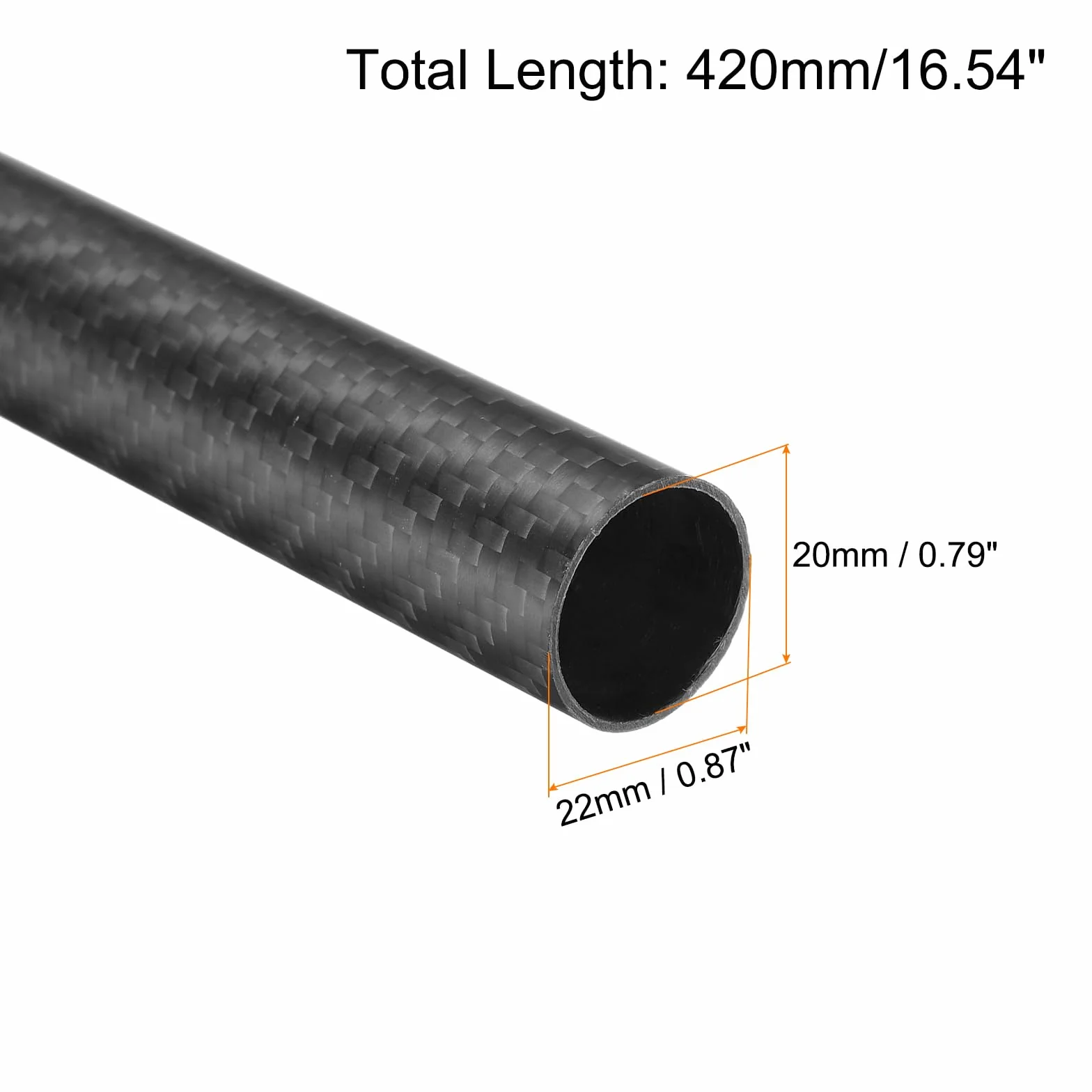 QUARKZMAN 4 szt. rurek z włókna węglowego 20 x 22 x 420 mm matowa powierzchnia pręt węglowy nawinięty wałkiem okrągłe rury węglowe do samolotów RC Quadcopter Multicopter