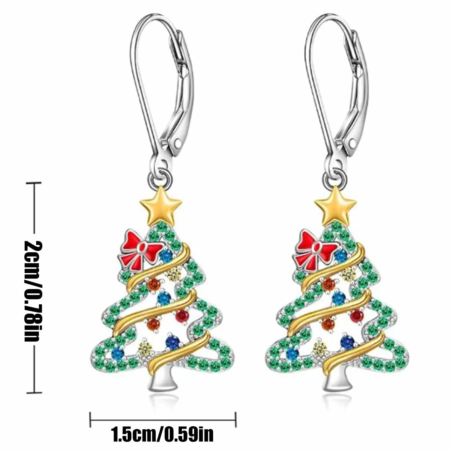 Kolczyki świąteczne dla kobiet, świąteczne kolczyki wiszące | Kolorowe kolczyki wiszące z kokardką Jingle Bell | Biżuteria z motywem bożonarodzeniowym, kolczyki wiszące Kolczyki sztyfty na