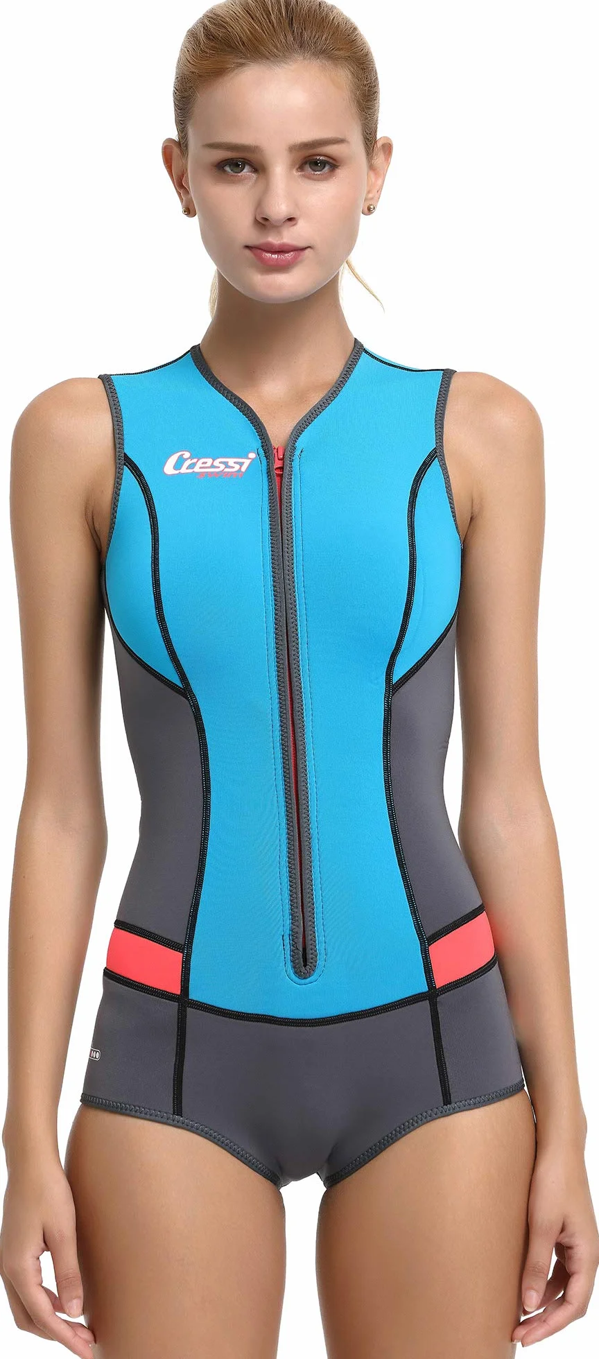 Cressi Women'S Idra Swimsuit Strój Kąpielowy Lady Z Neoprenu O Grubości 2Mm,Jasny Niebieski,Xl,Dg005105