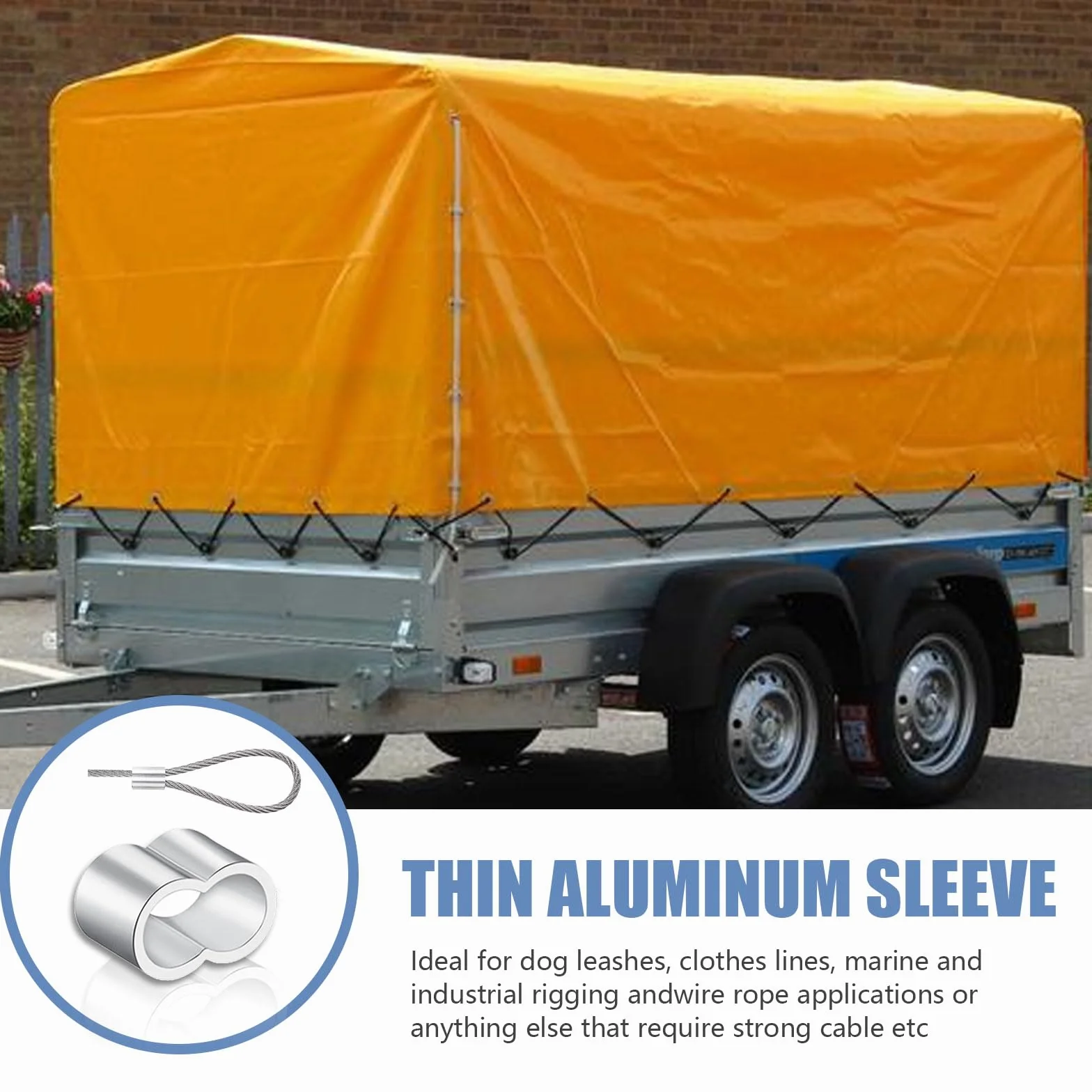 Kotkiddy® 50 sztuk zacisków dociskowych, 6 mm, podwójne tuleje zaciskowe z aluminium, 6 mm, aluminiowa złączka zaciskowa do liny gumowej