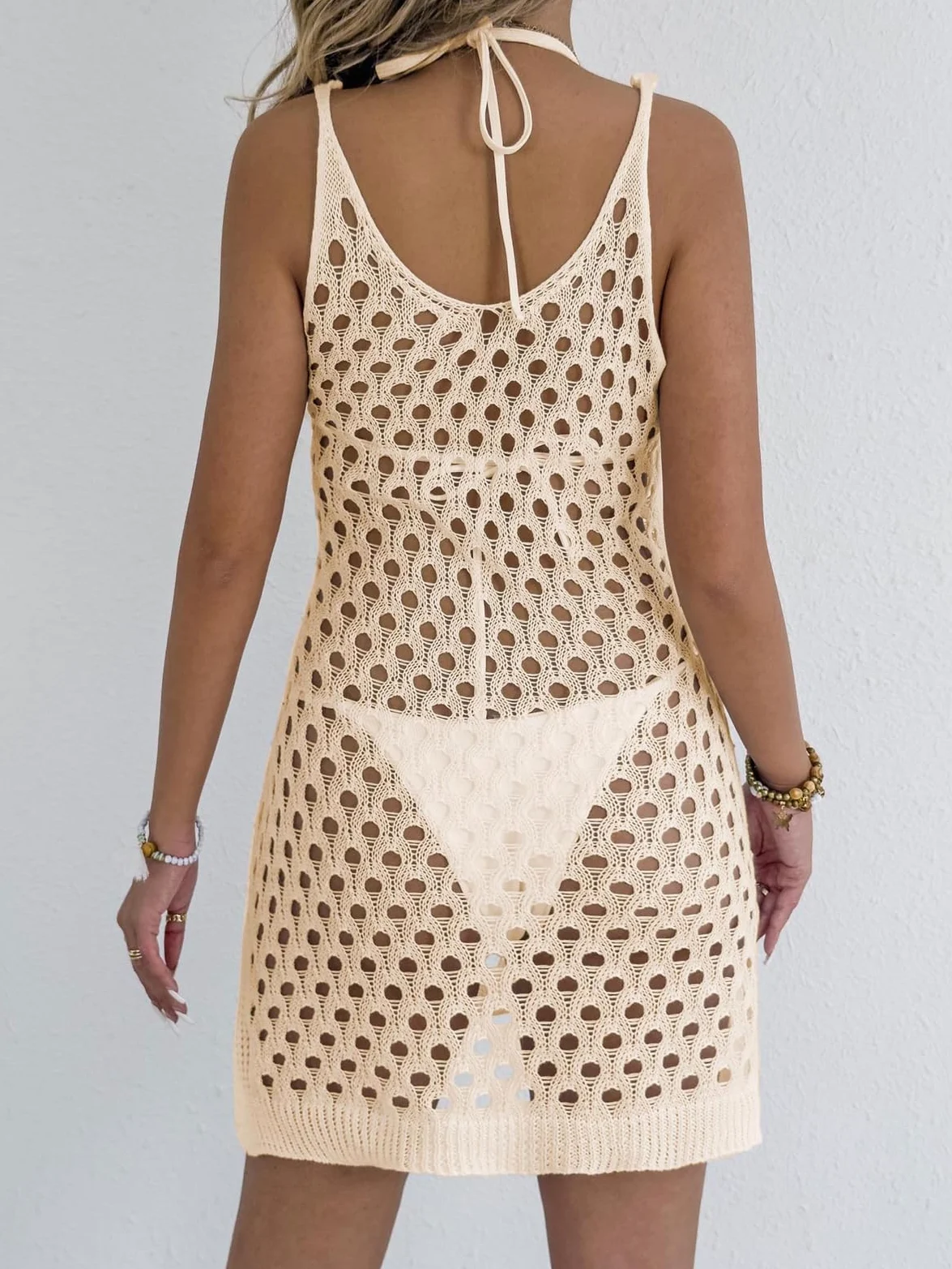 Rayson Kostium kąpielowy damski morski Crochet Curvy tunika plażowa bez rękawów