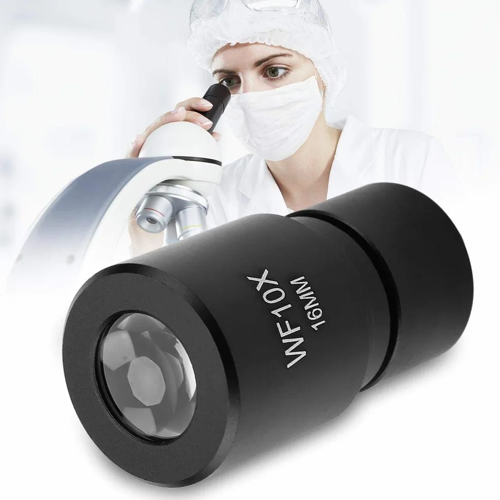 DM-R001 WF10X 16 mm szerokokątny okularek mikroskopowy do biologicznego montażu na oczach mikroskopu 23,2 mm ze skalą 0,1 mm, 50% większe pole widzenia