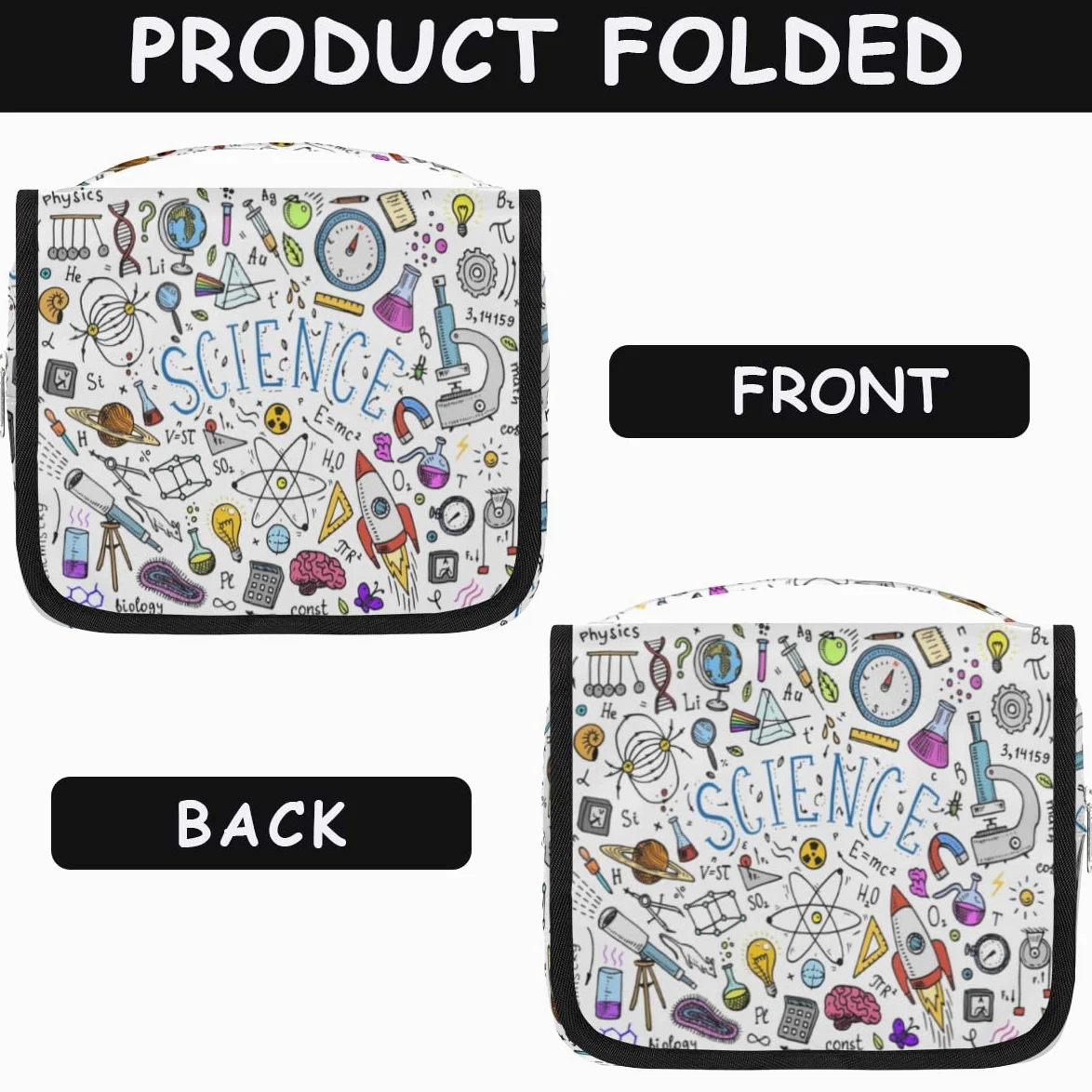 Fizyka Formuły Podróżna Kosmetyczka Formuły naukowe Torba na pranie Torba Unisex Wiszące przybory toaletowe Kosmetyczka Organizer do makijażu, wielobarwny, Jeden rozmiar