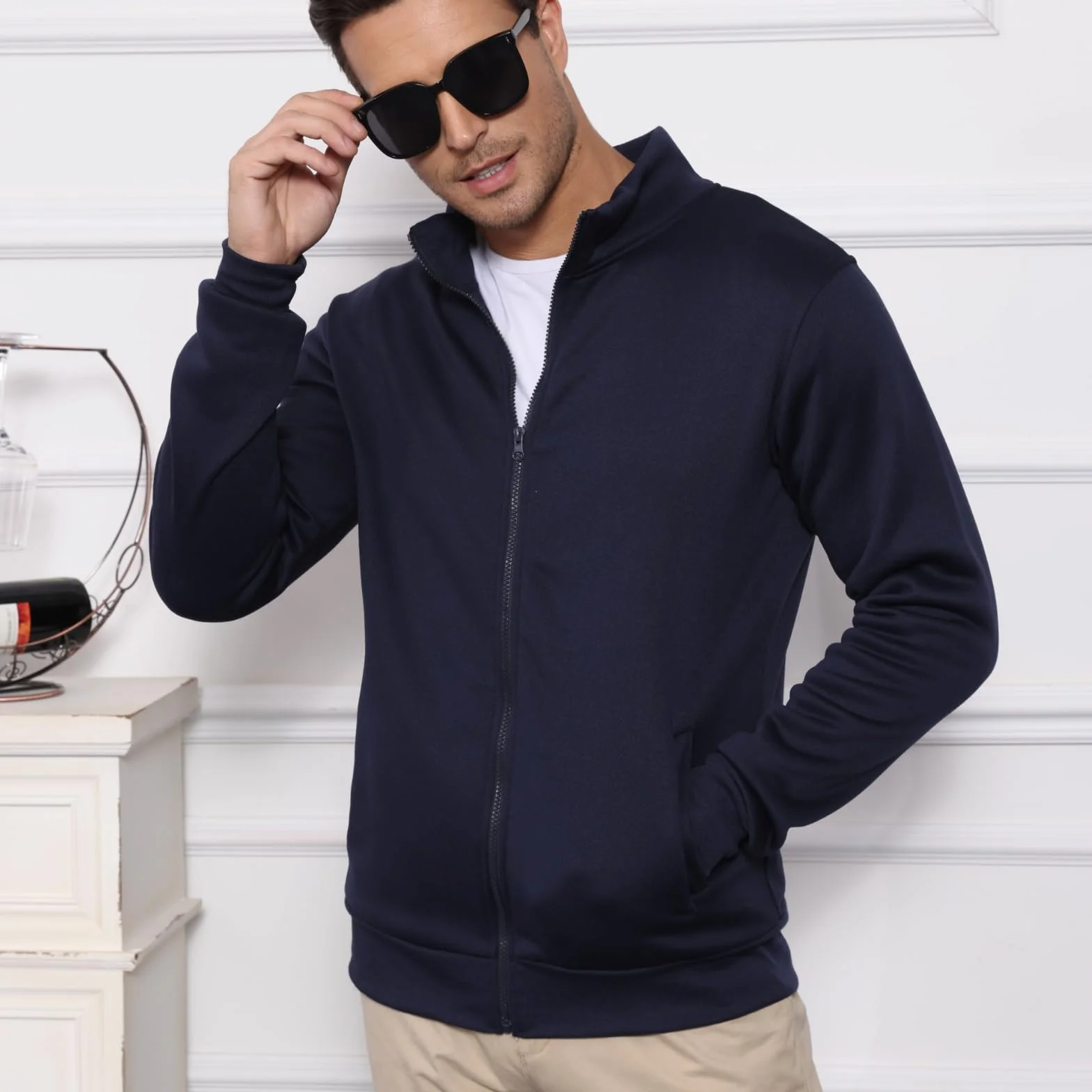 Męska bluza sportowa zapinana na zamek lekka zimowa M-3XL