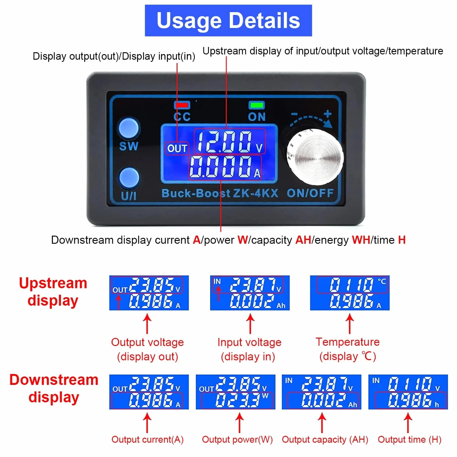 DC DC Boost Buck Converter regulator napięcia od 0,5-30V 4A 5V 6V 12V 24V regulowany napięcie moduł ładujący DIY ze stałym napięciem i prądem stałym.