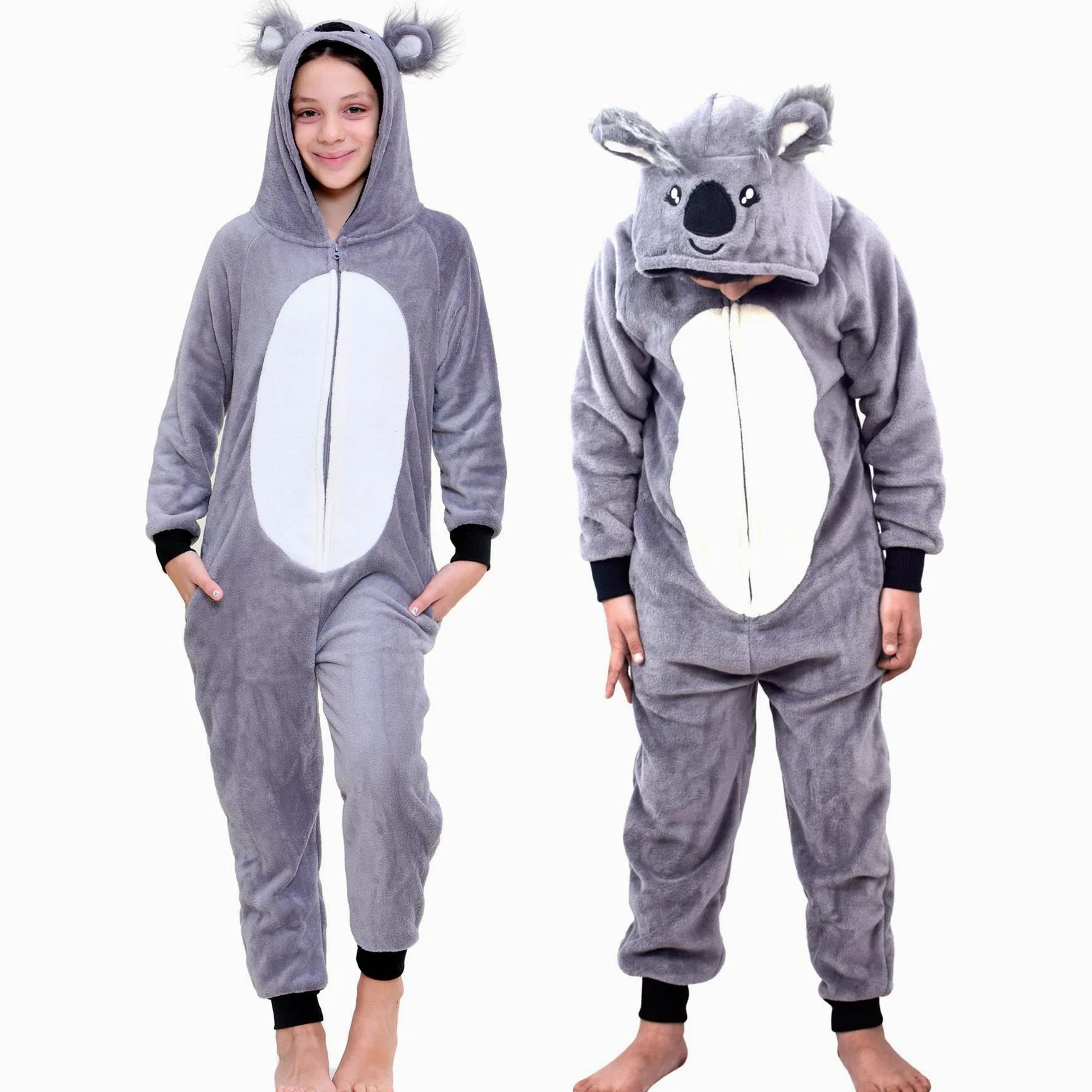 Koala Kostium Dziecięcy Kaptur Zwierzęcy Piżama Jednoczęściowy Cosplay Wszystko w Jednym Wiek 2-13 lat